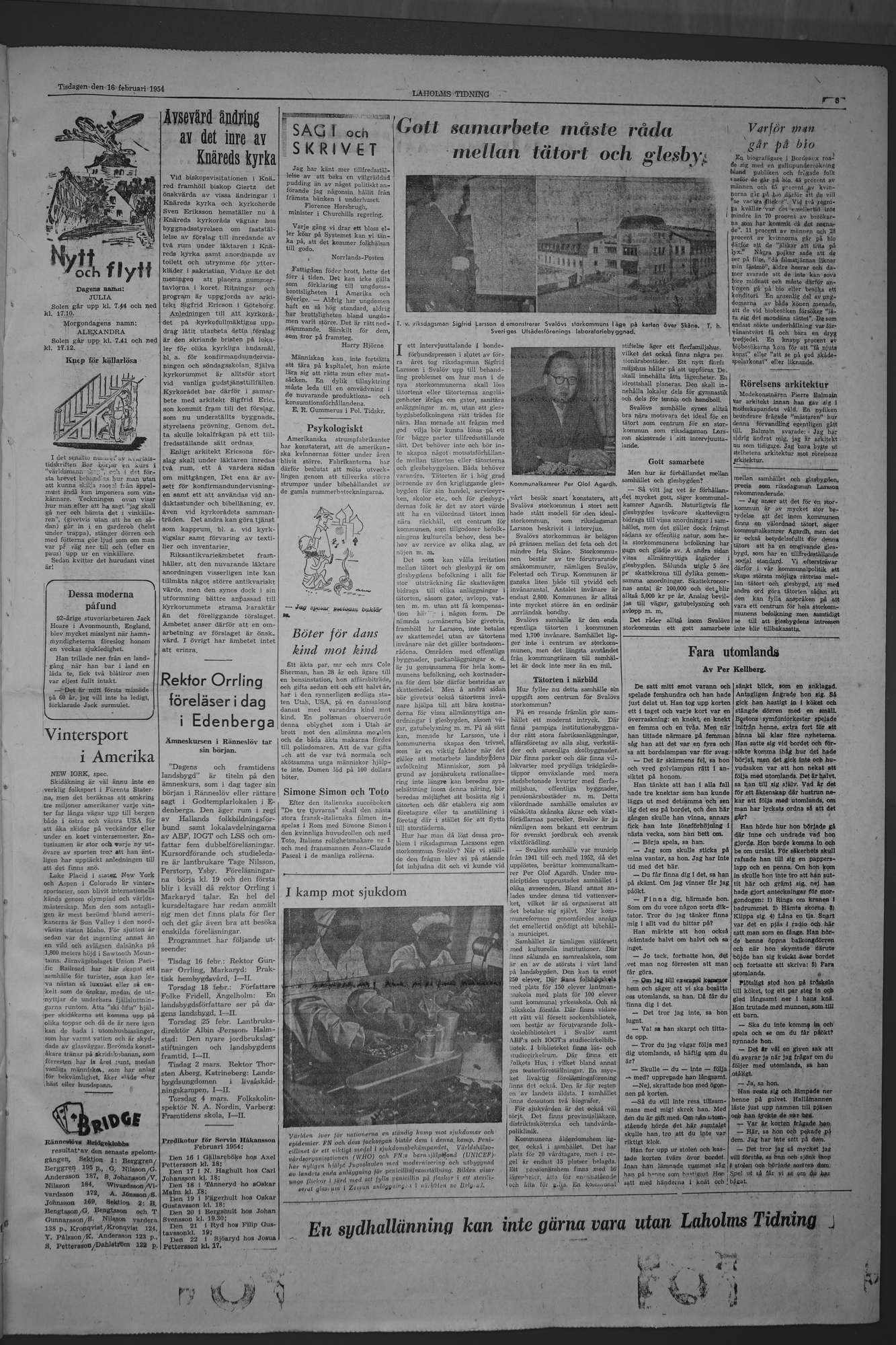 Laholms Tidning Tisdag 16 februari 1954, sida 5
