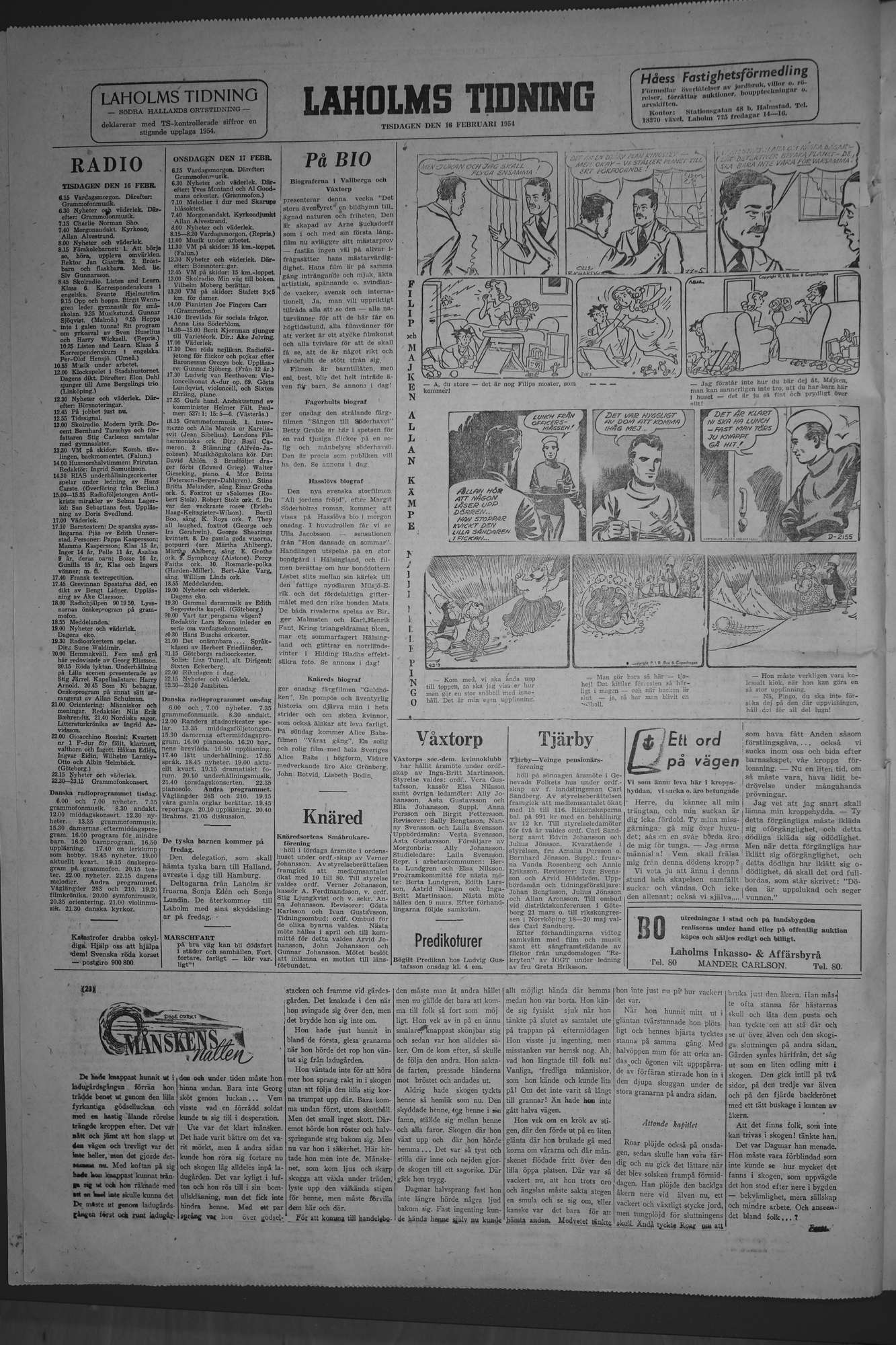 Laholms Tidning Tisdag 16 februari 1954, sida 6