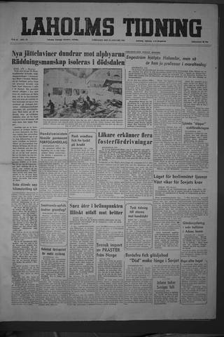 Förstasidan, Lördag 16 januari 1954