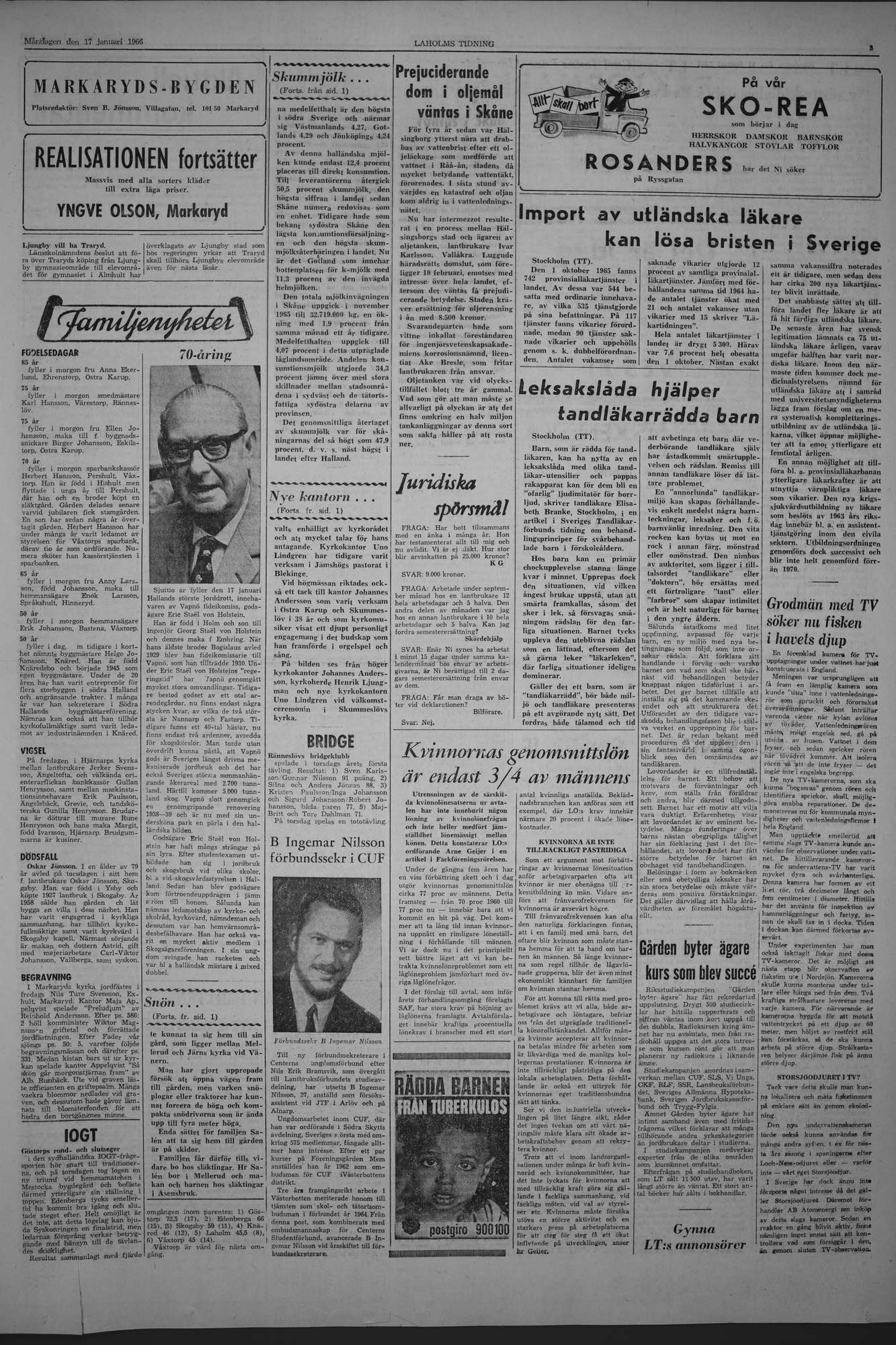 Laholms Tidning Måndag 17 januari 1966, sida 3