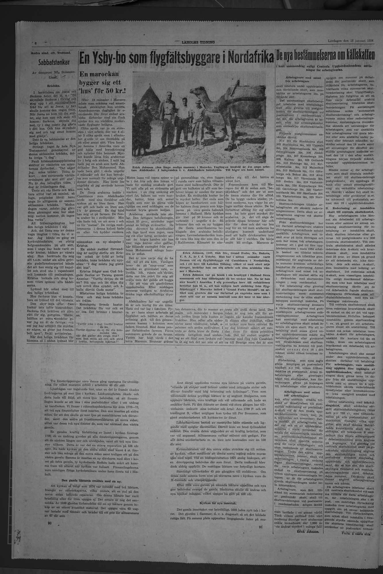 Laholms Tidning Lördag 16 januari 1954, sida 6