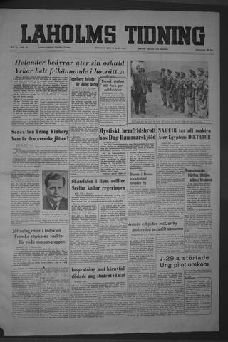 Förstasidan, Tisdag 16 mars 1954