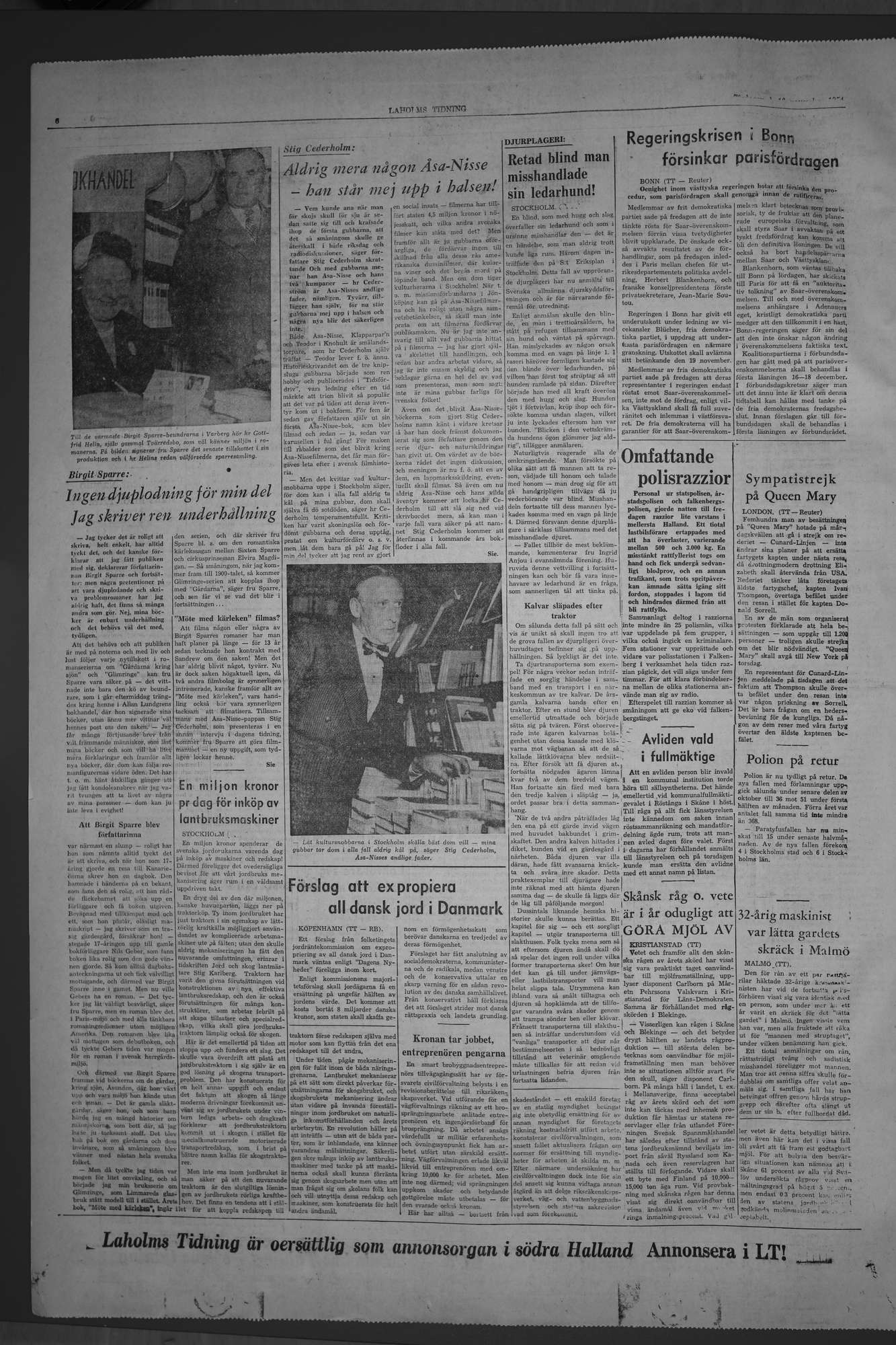 Laholms Tidning Tisdag 16 november 1954, sida 6