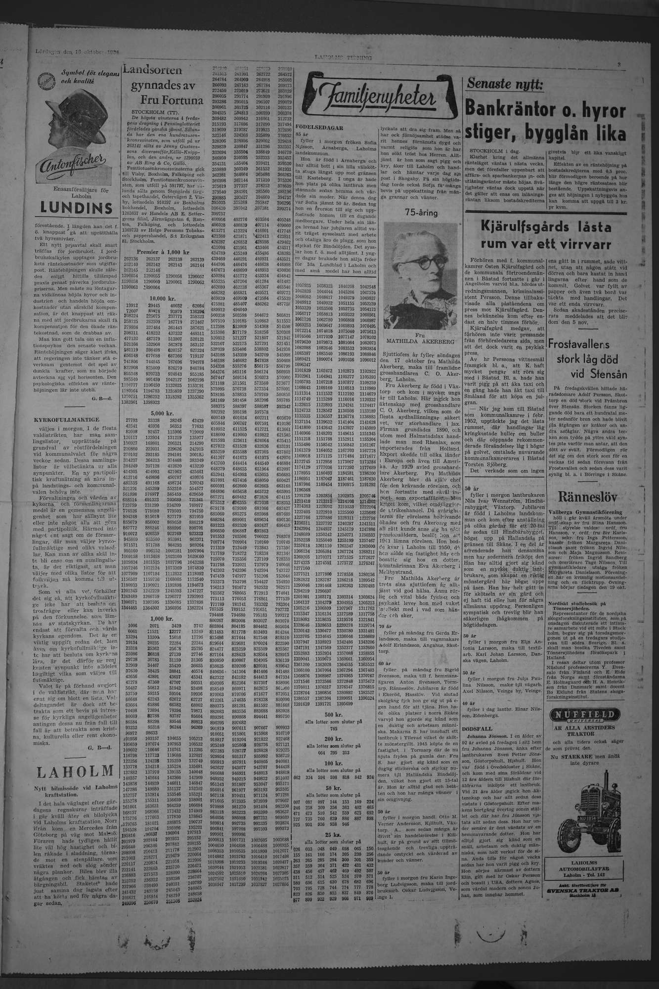 Laholms Tidning Lördag 16 oktober 1954, sida 3