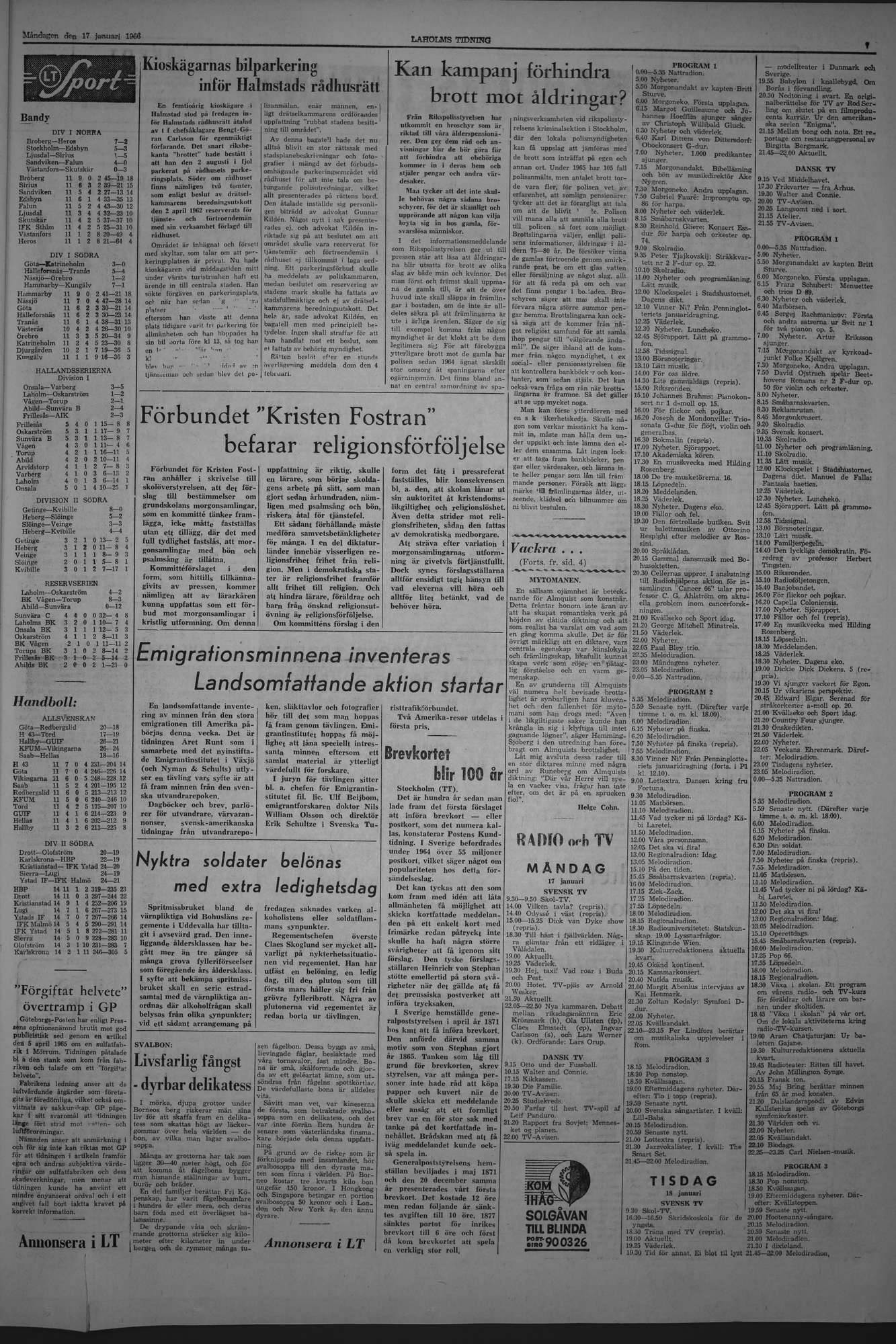 Laholms Tidning Måndag 17 januari 1966, sida 7