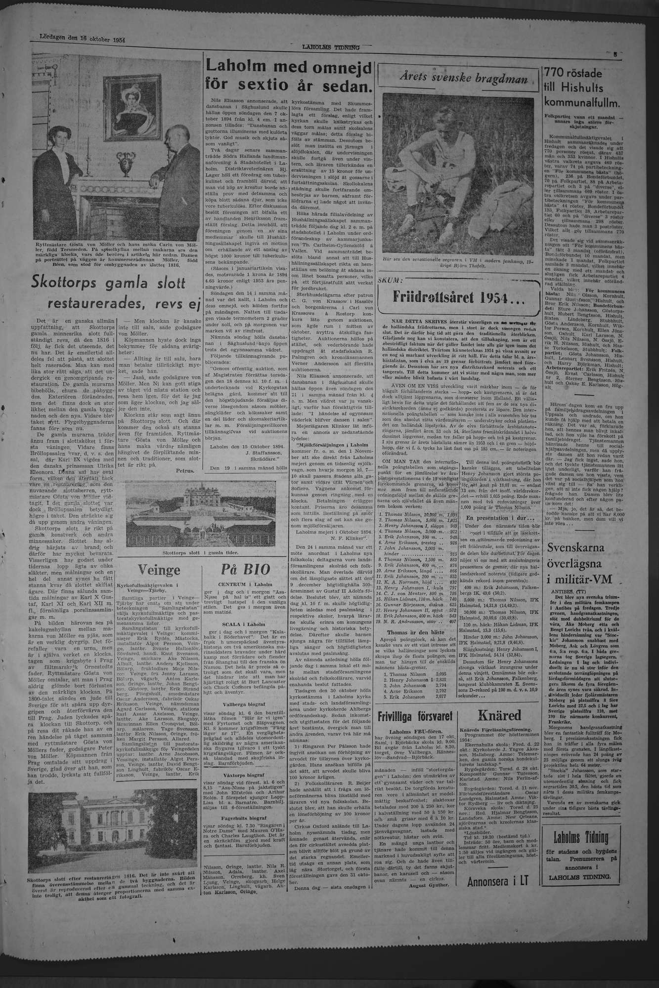 Laholms Tidning Lördag 16 oktober 1954, sida 5