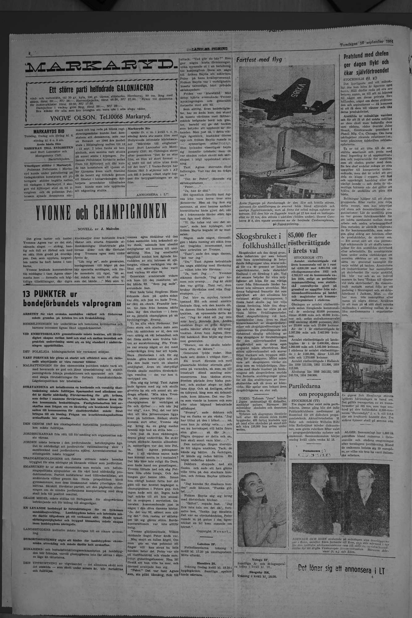 Laholms Tidning Torsdag 16 september 1954, sida 4