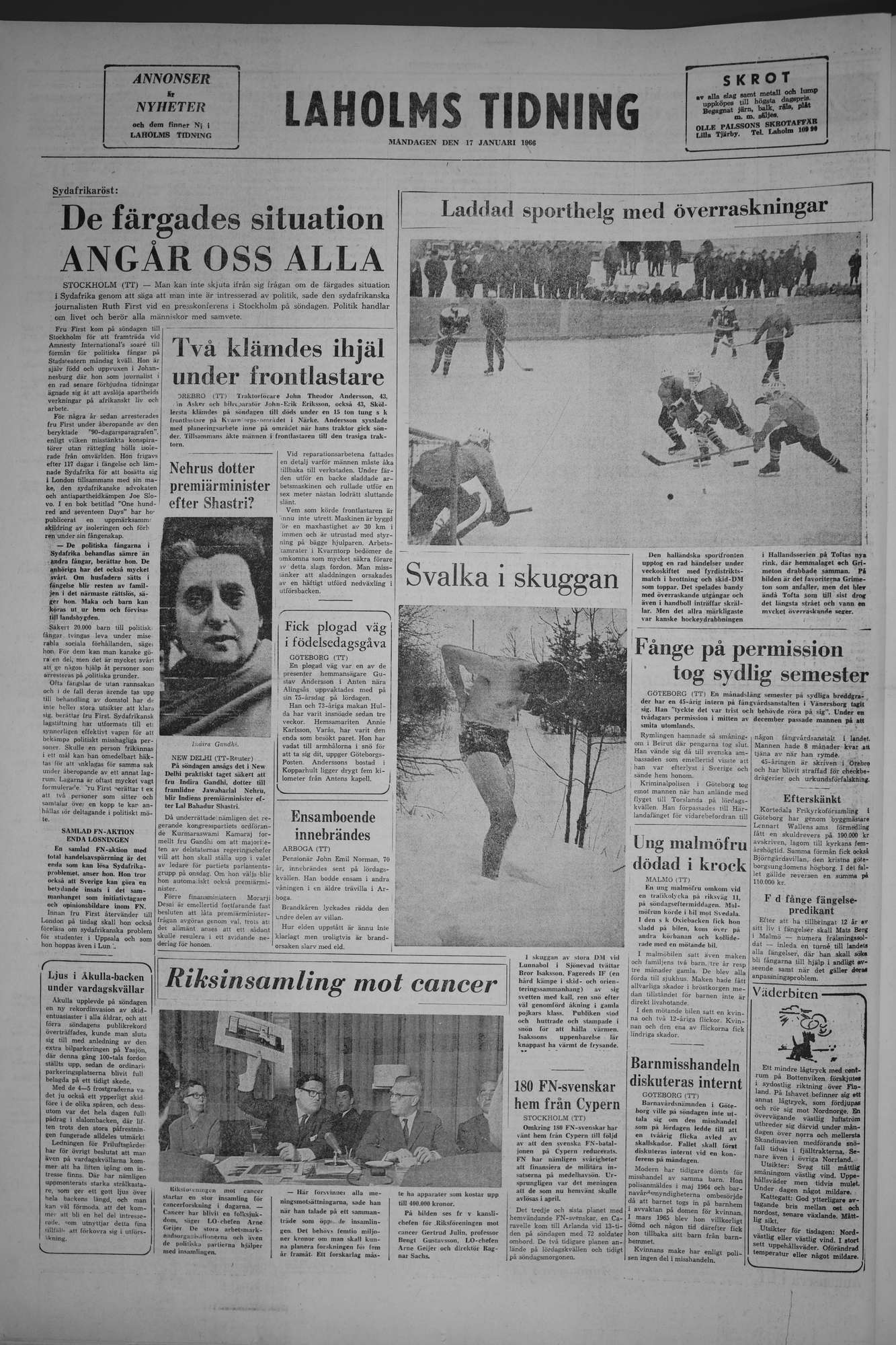 Laholms Tidning Måndag 17 januari 1966, sida 8