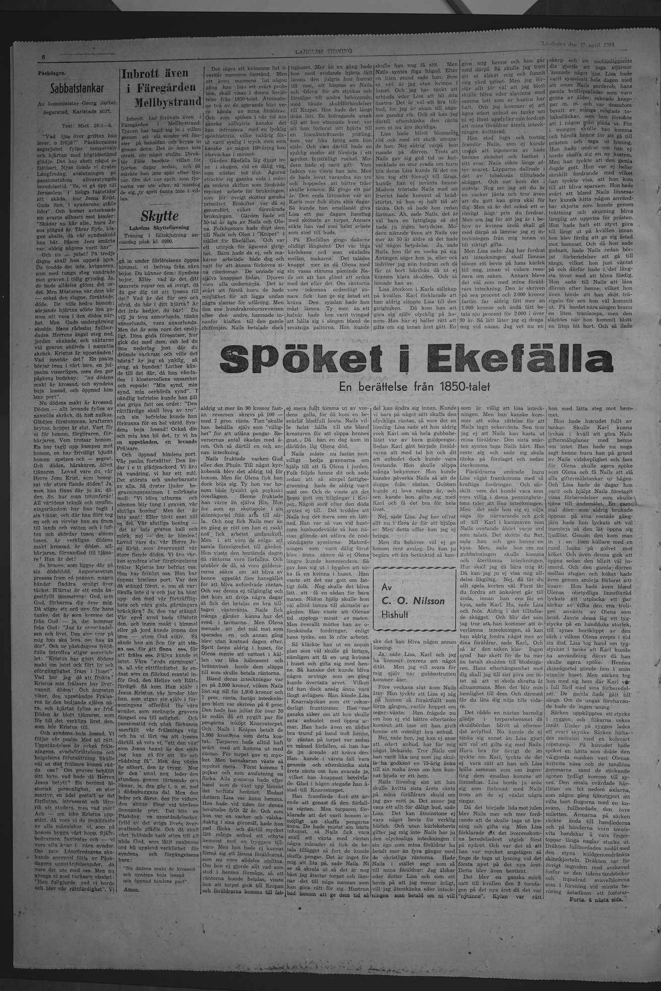 Laholms Tidning Lördag 17 april 1954, sida 6