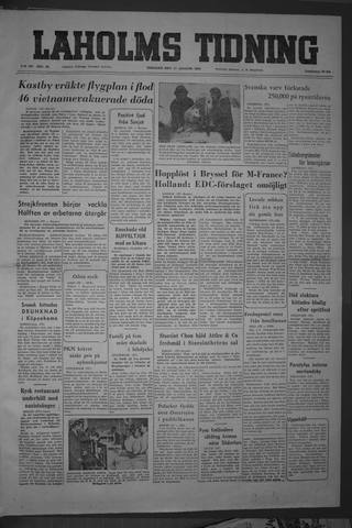 Förstasidan, Tisdag 17 augusti 1954
