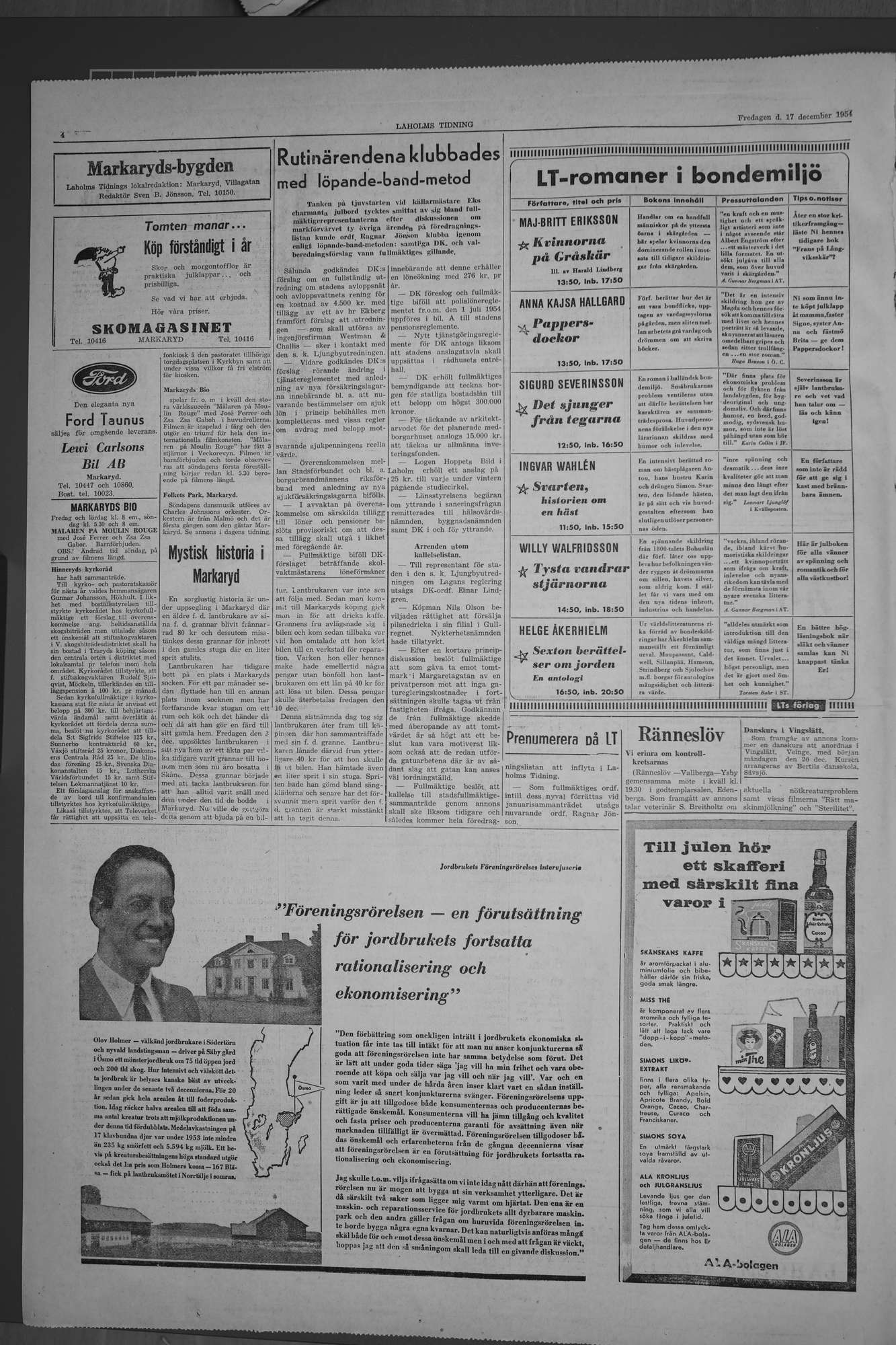 Laholms Tidning Fredag 17 december 1954, sida 4