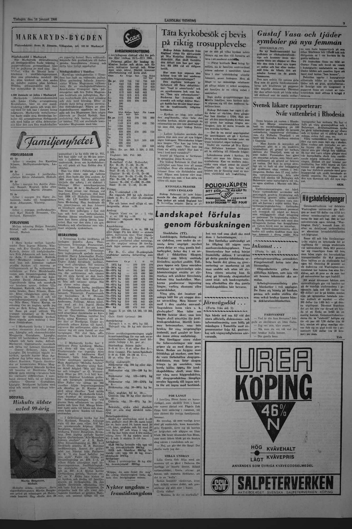 Laholms Tidning Tisdag 18 januari 1966, sida 3