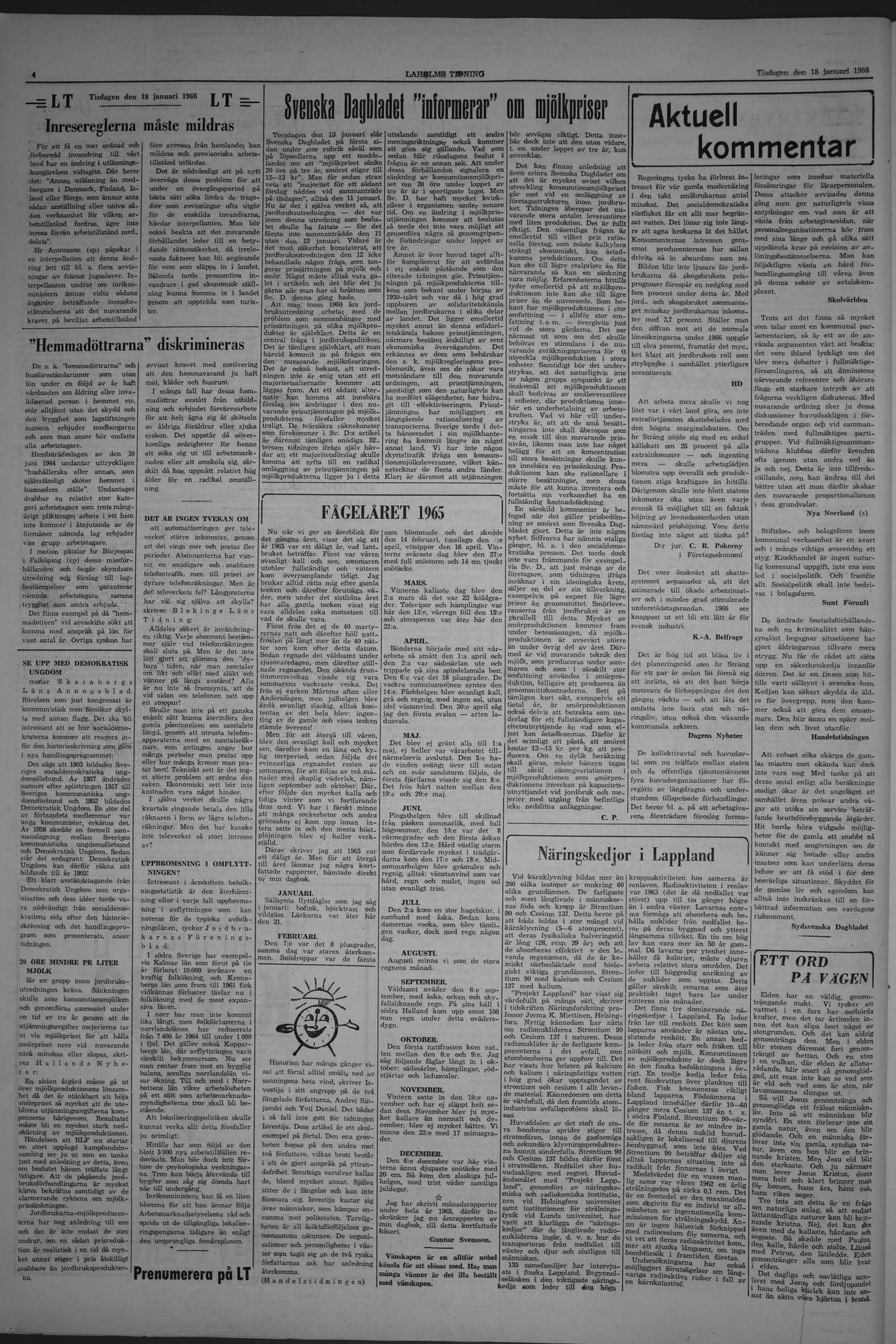 Laholms Tidning Tisdag 18 januari 1966, sida 4