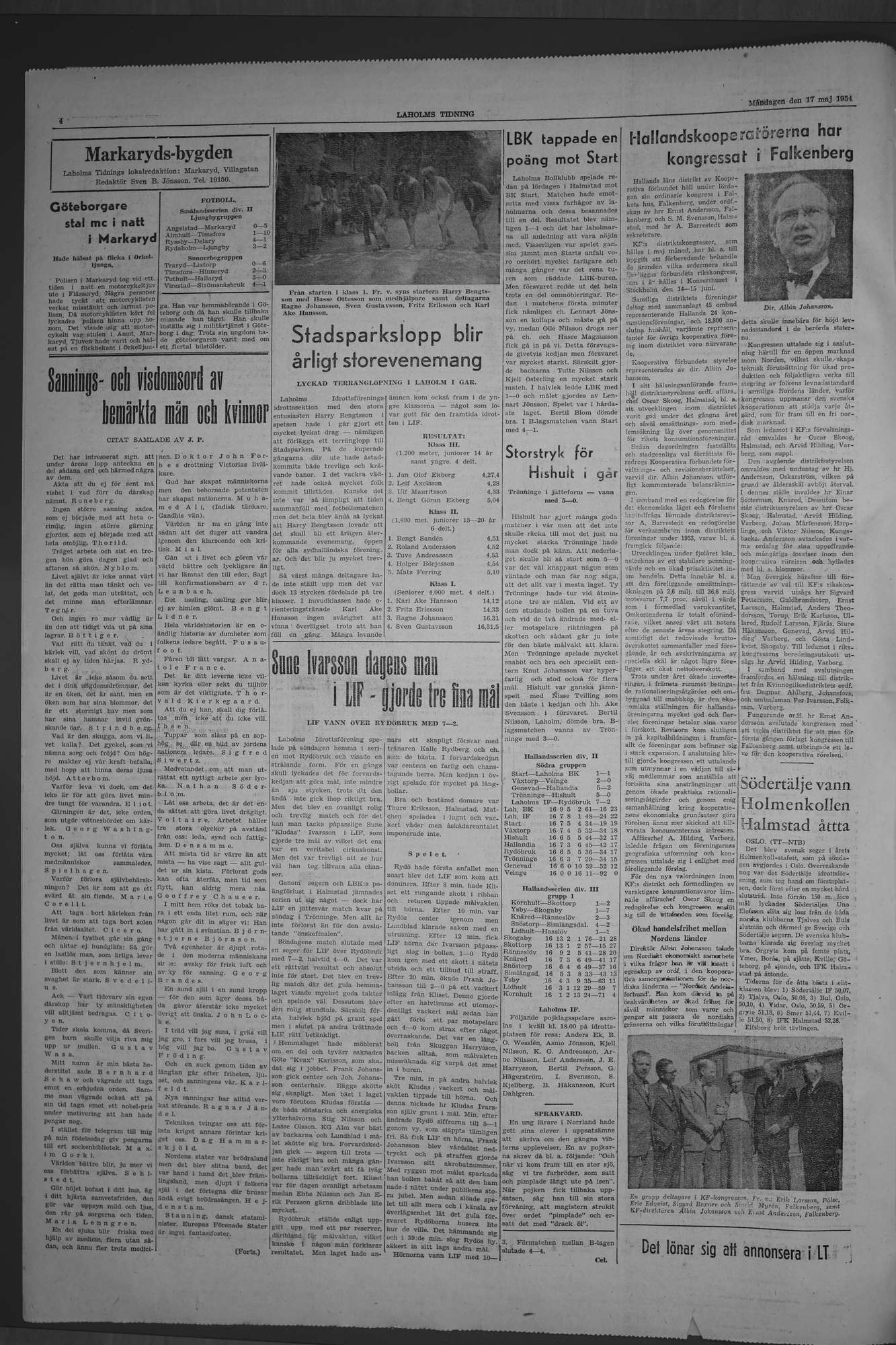 Laholms Tidning Måndag 17 maj 1954, sida 4