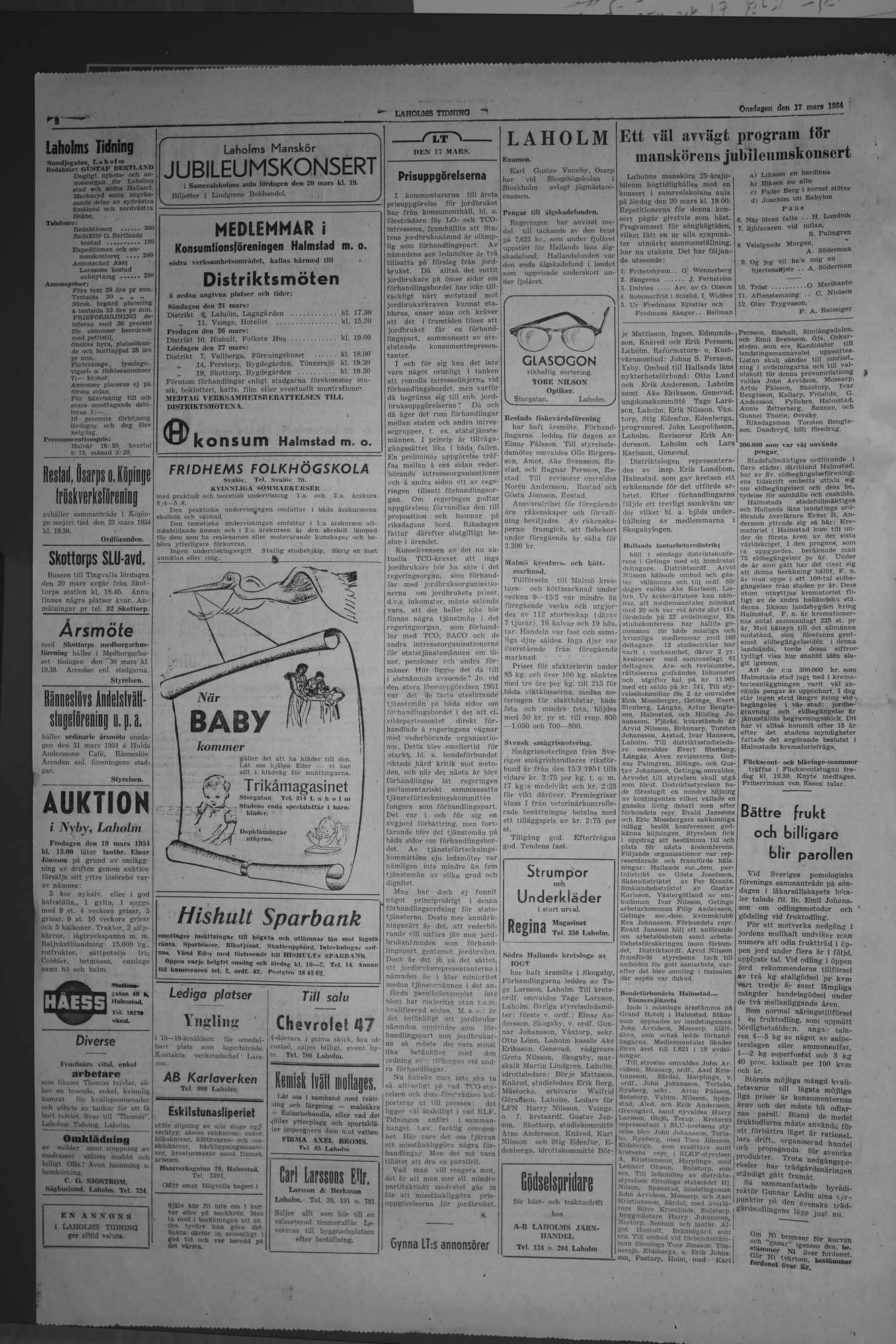 Laholms Tidning Onsdag 17 mars 1954, sida 2