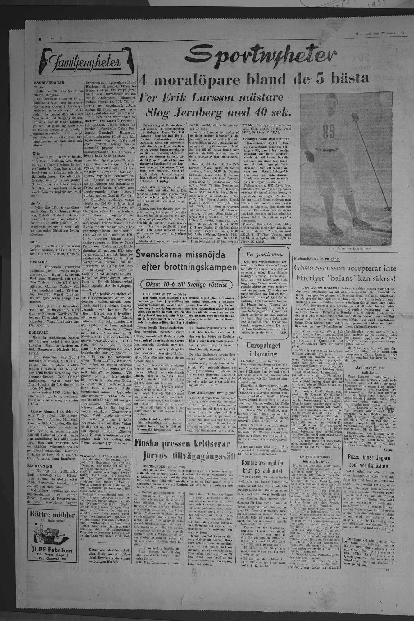 Laholms Tidning Onsdag 17 mars 1954, sida 6