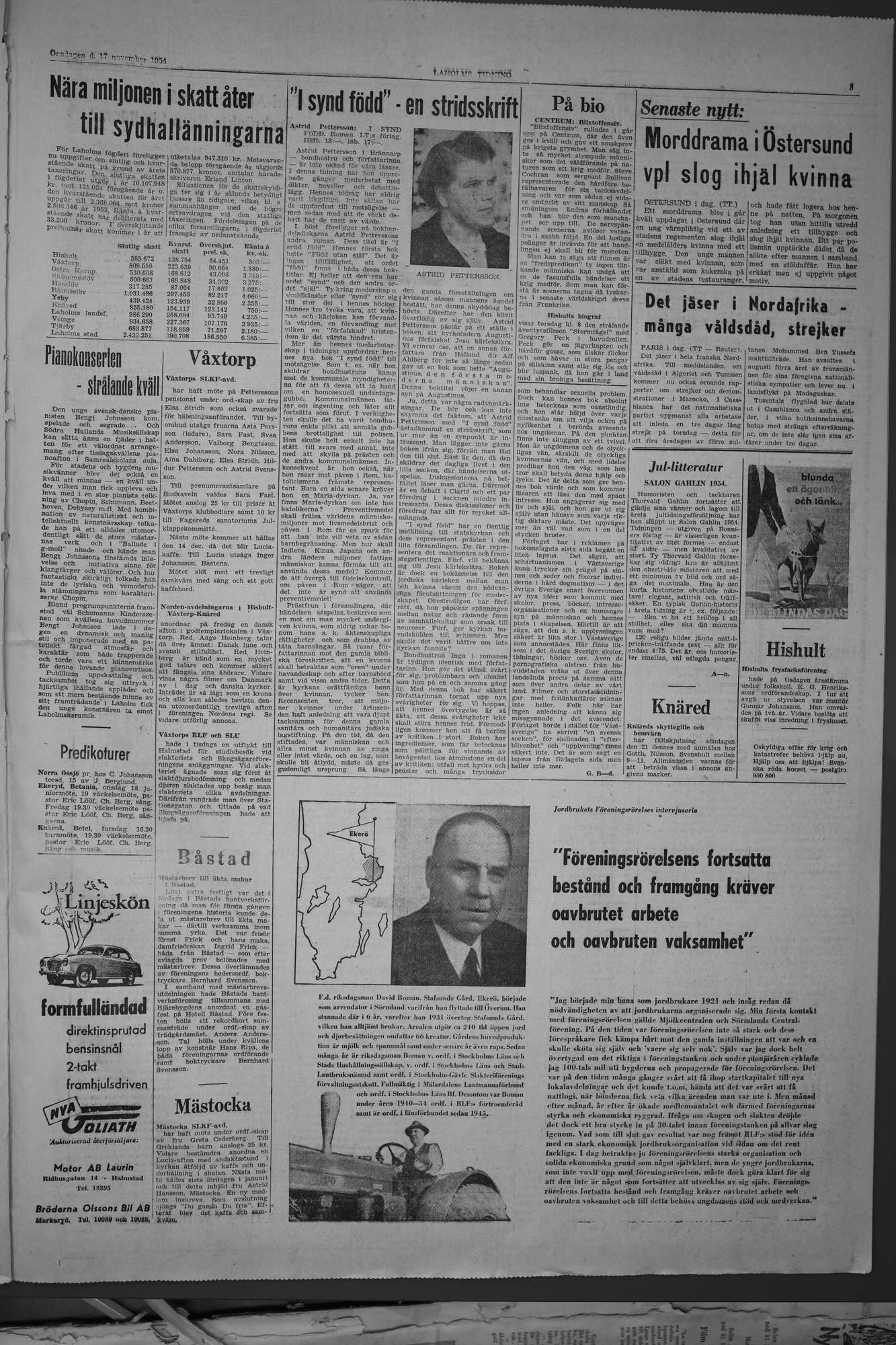 Laholms Tidning Onsdag 17 november 1954, sida 3