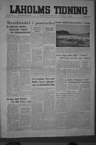 Förstasidan, Fredag 17 september 1954