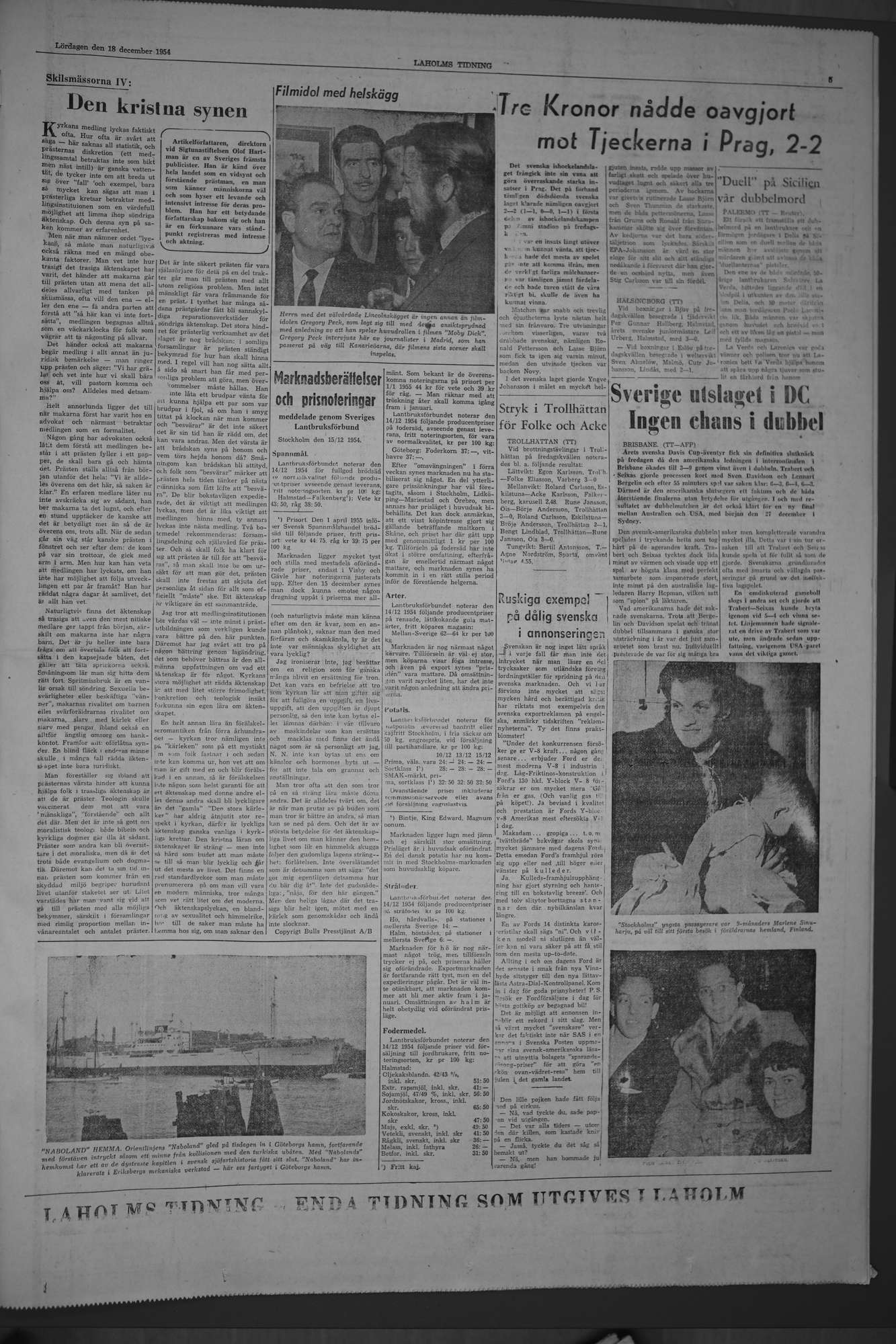 Laholms Tidning Lördag 18 december 1954, sida 5