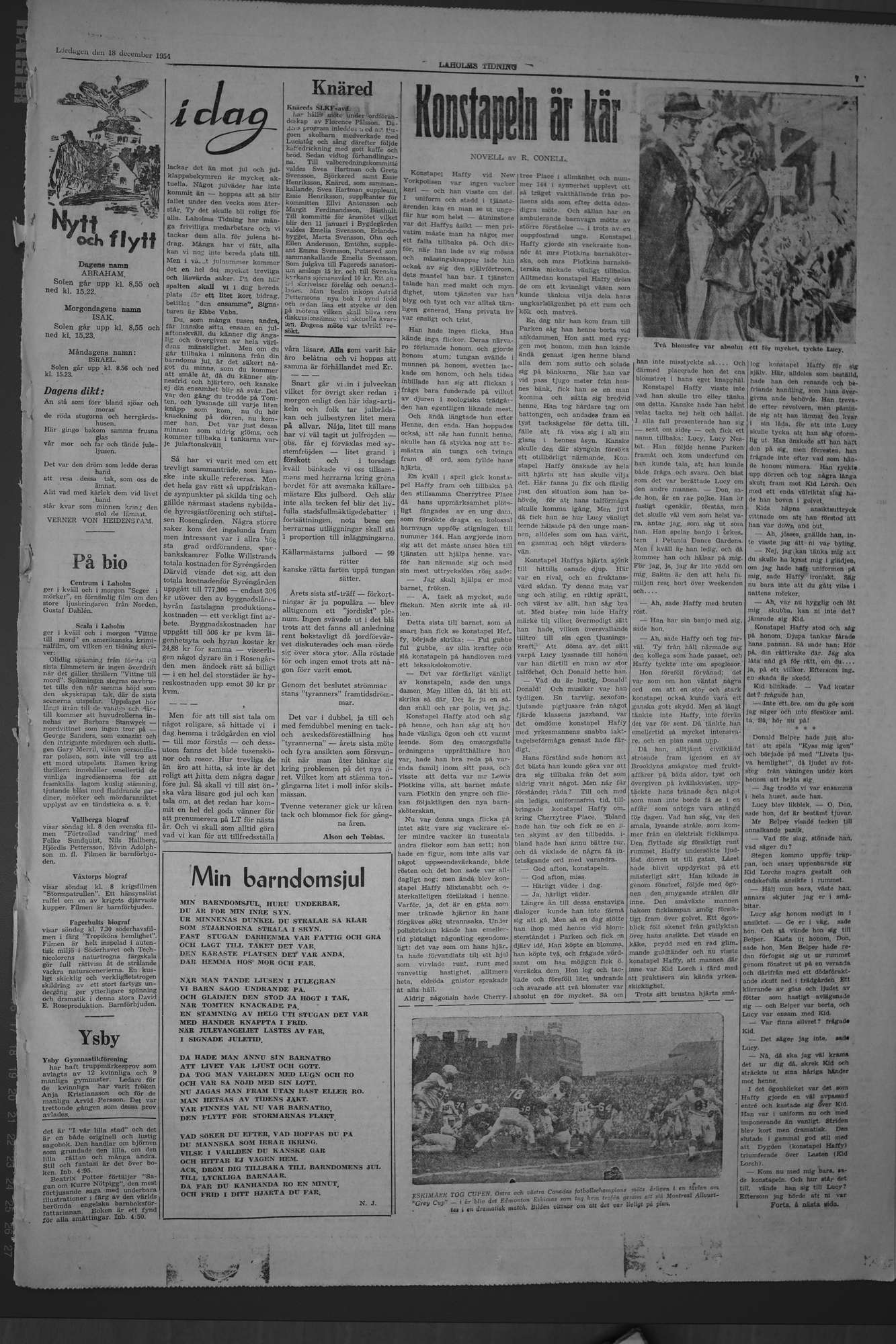 Laholms Tidning Lördag 18 december 1954, sida 7