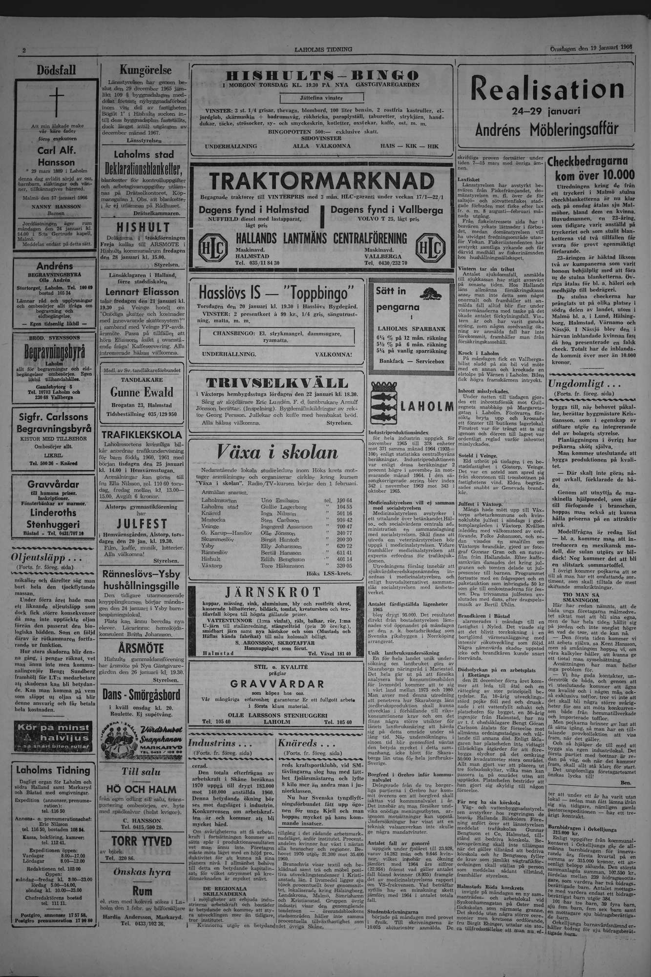 Laholms Tidning Onsdag 19 januari 1966, sida 2