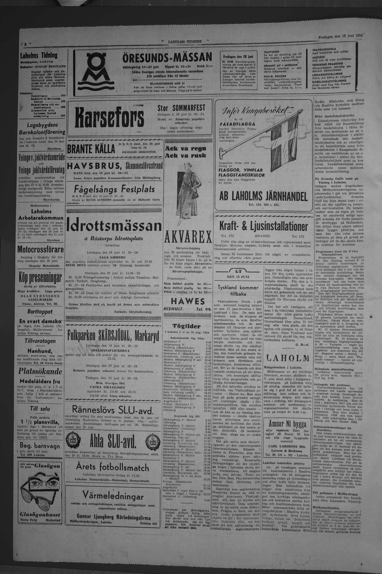 Laholms Tidning Fredag 18 juni 1954, sida 2