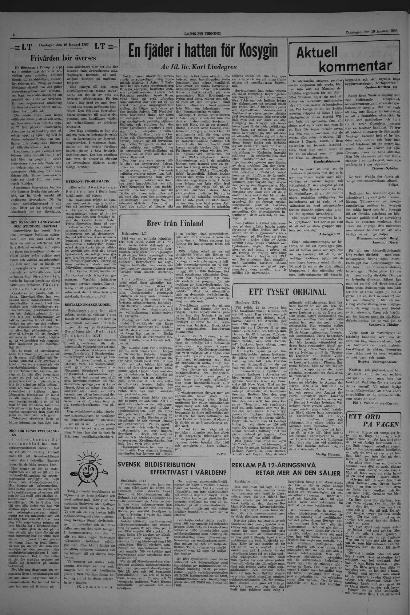 Laholms Tidning Onsdag 19 januari 1966, sida 4