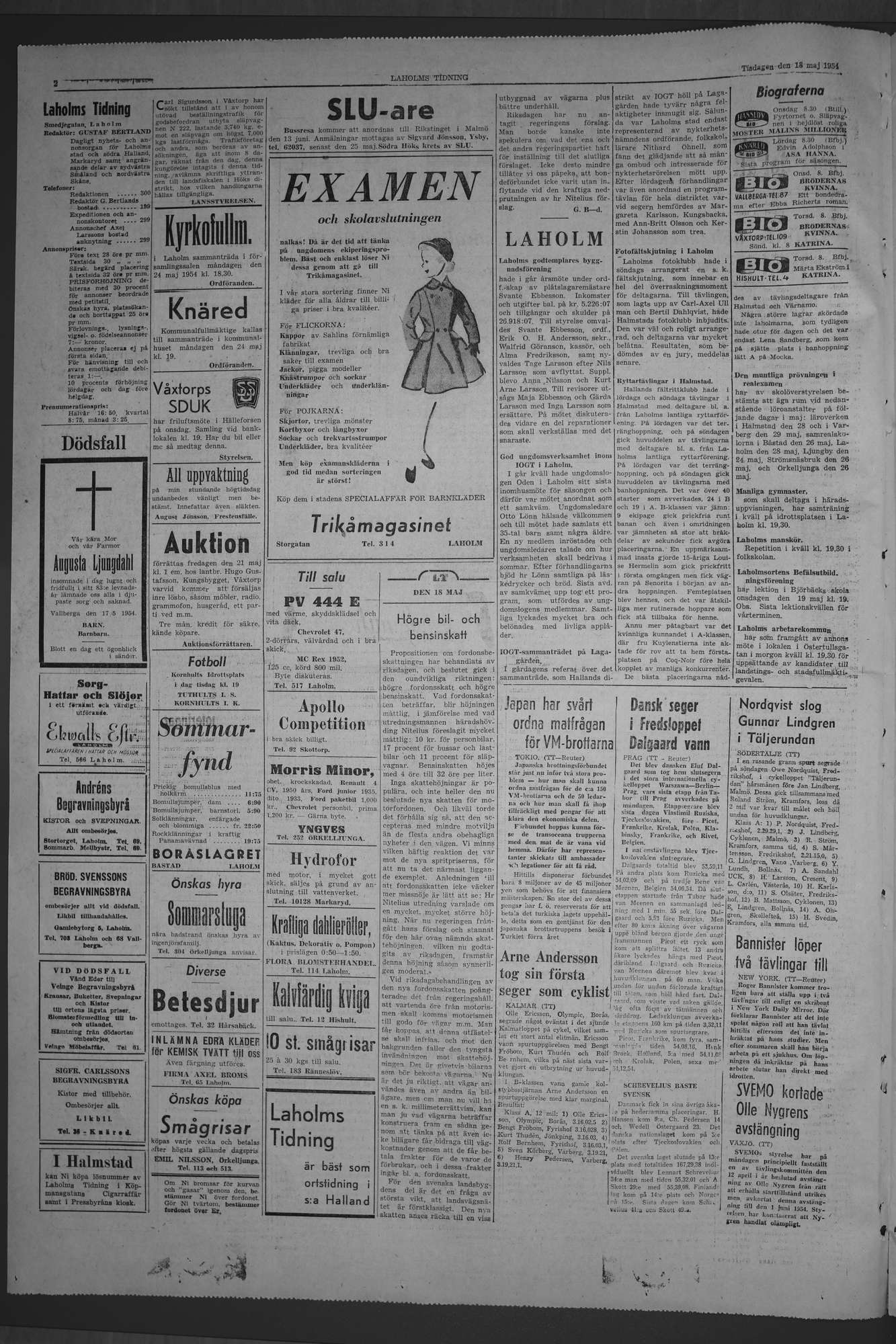 Laholms Tidning Tisdag 18 maj 1954, sida 2