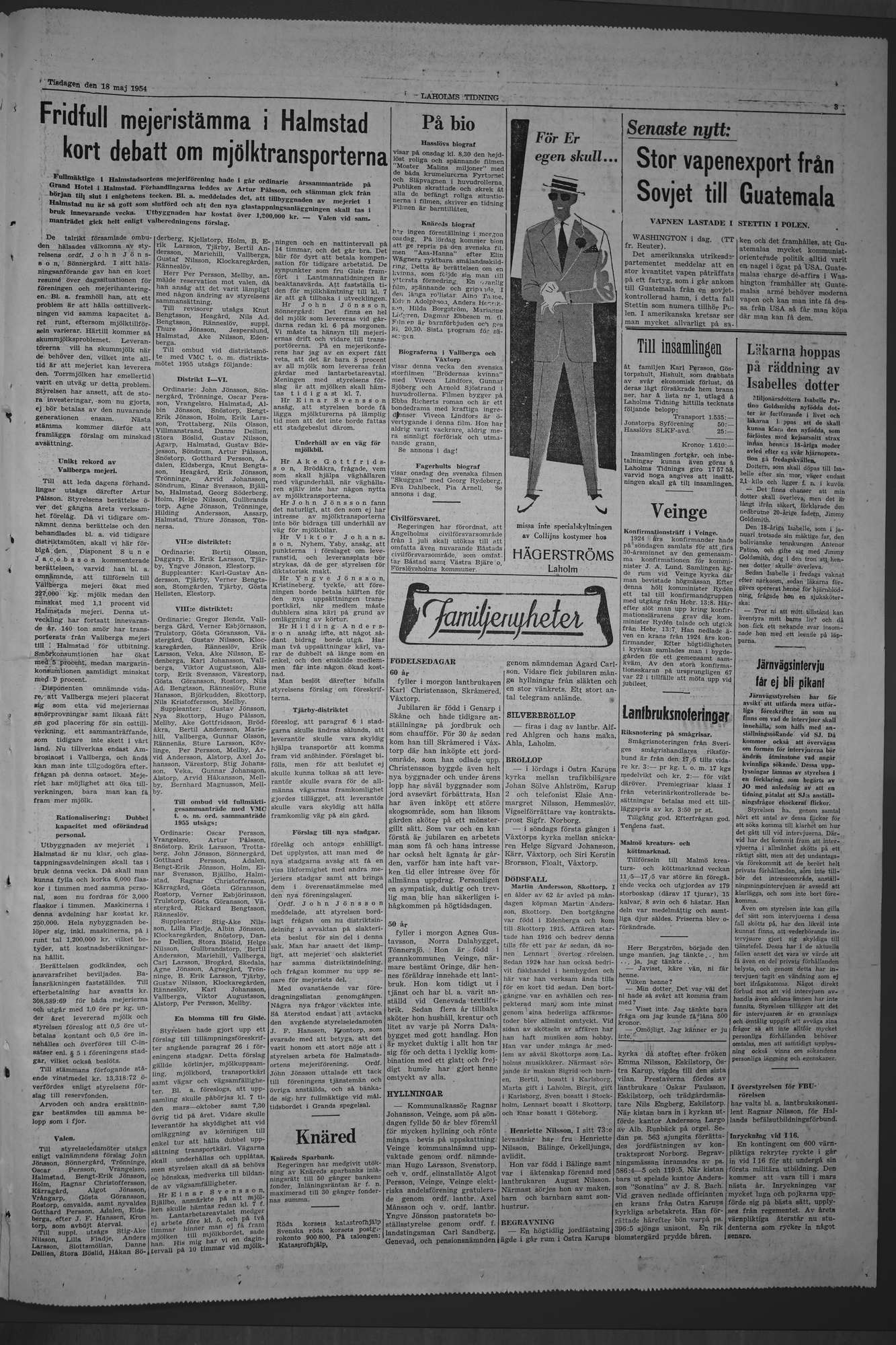 Laholms Tidning Tisdag 18 maj 1954, sida 3