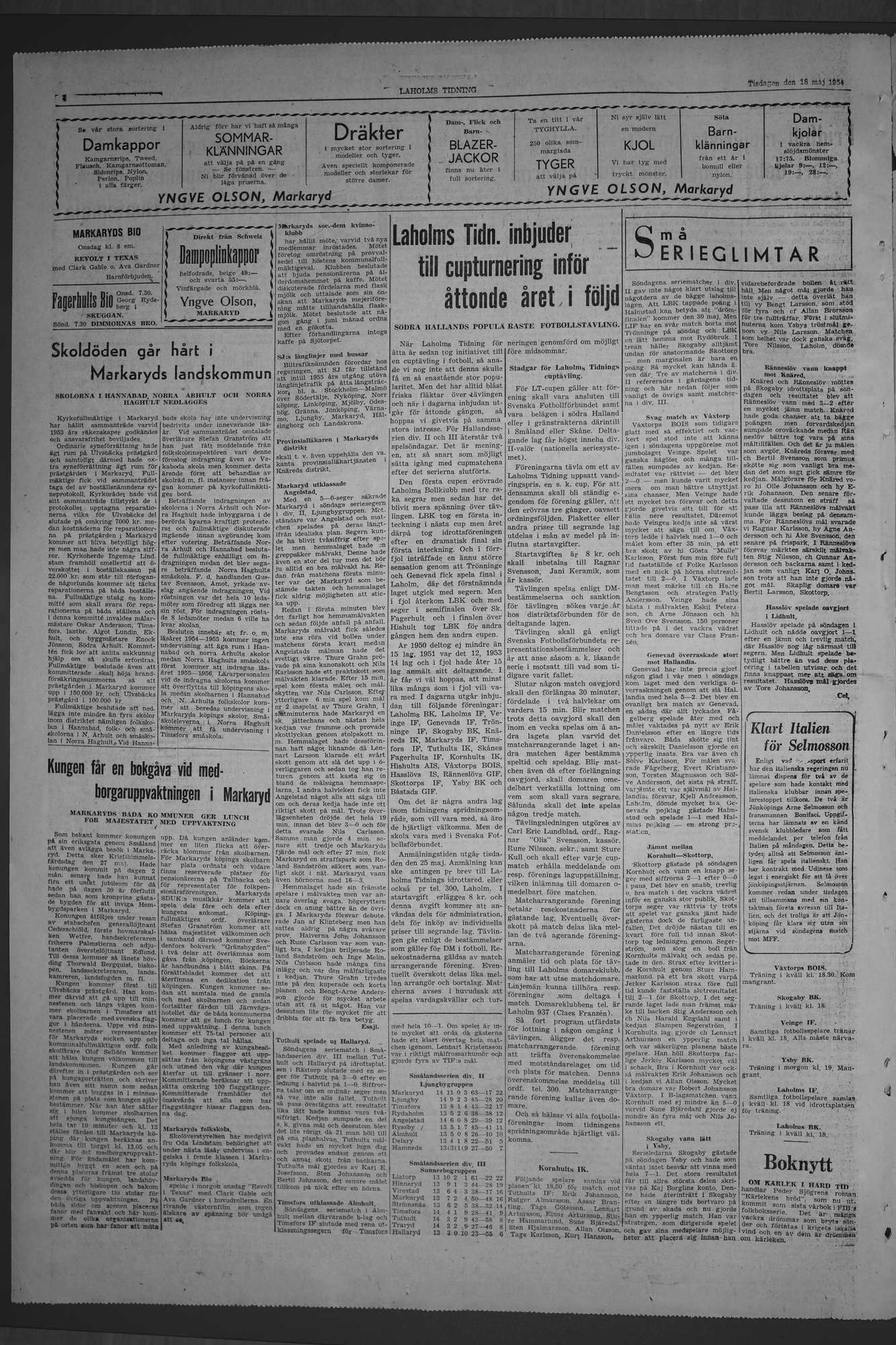 Laholms Tidning Tisdag 18 maj 1954, sida 4