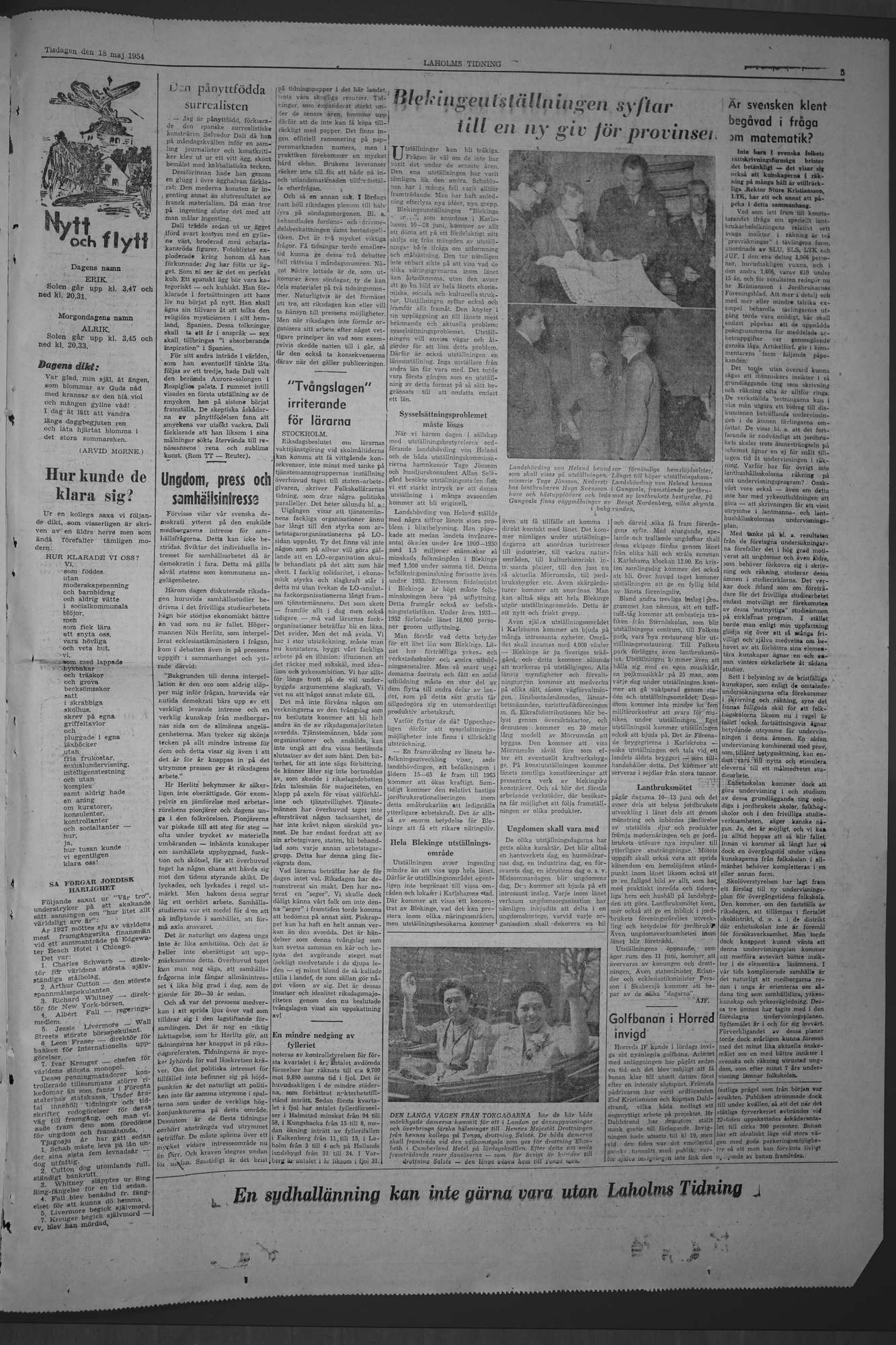 Laholms Tidning Tisdag 18 maj 1954, sida 5
