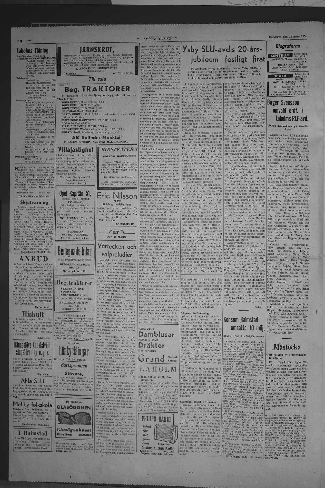 Laholms Tidning Torsdag 18 mars 1954, sida 2