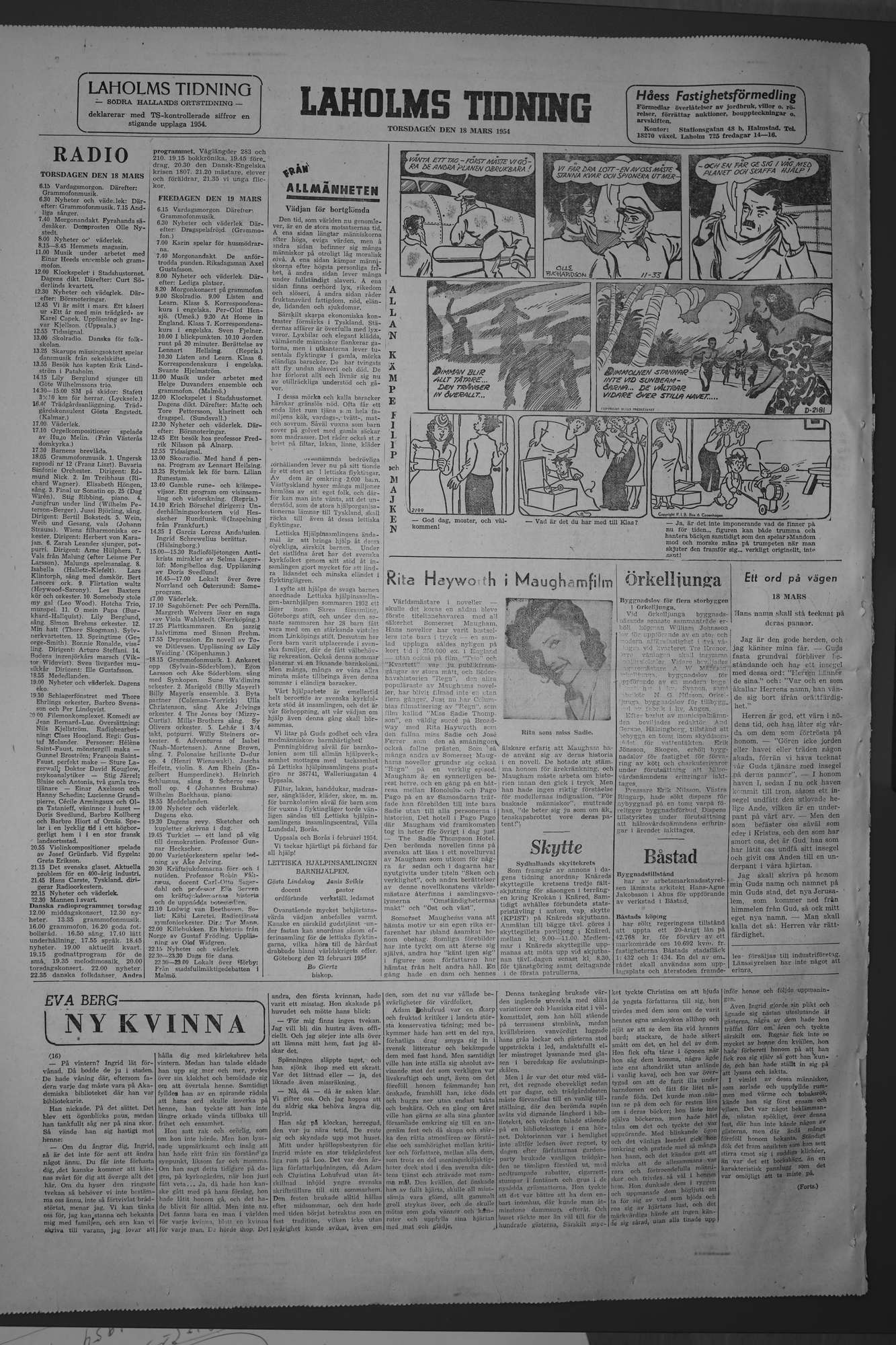 Laholms Tidning Torsdag 18 mars 1954, sida 8