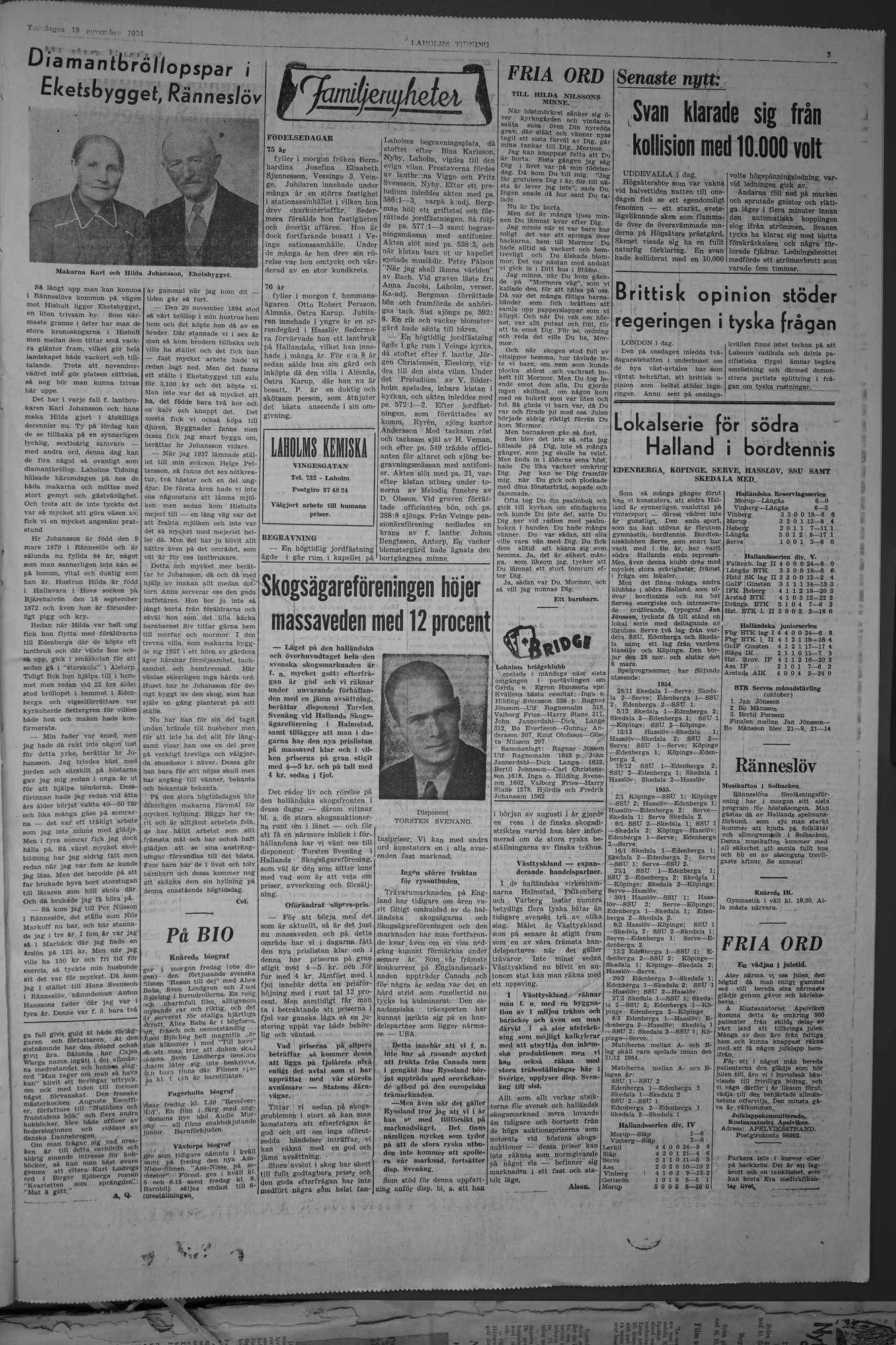 Laholms Tidning Torsdag 18 november 1954, sida 3