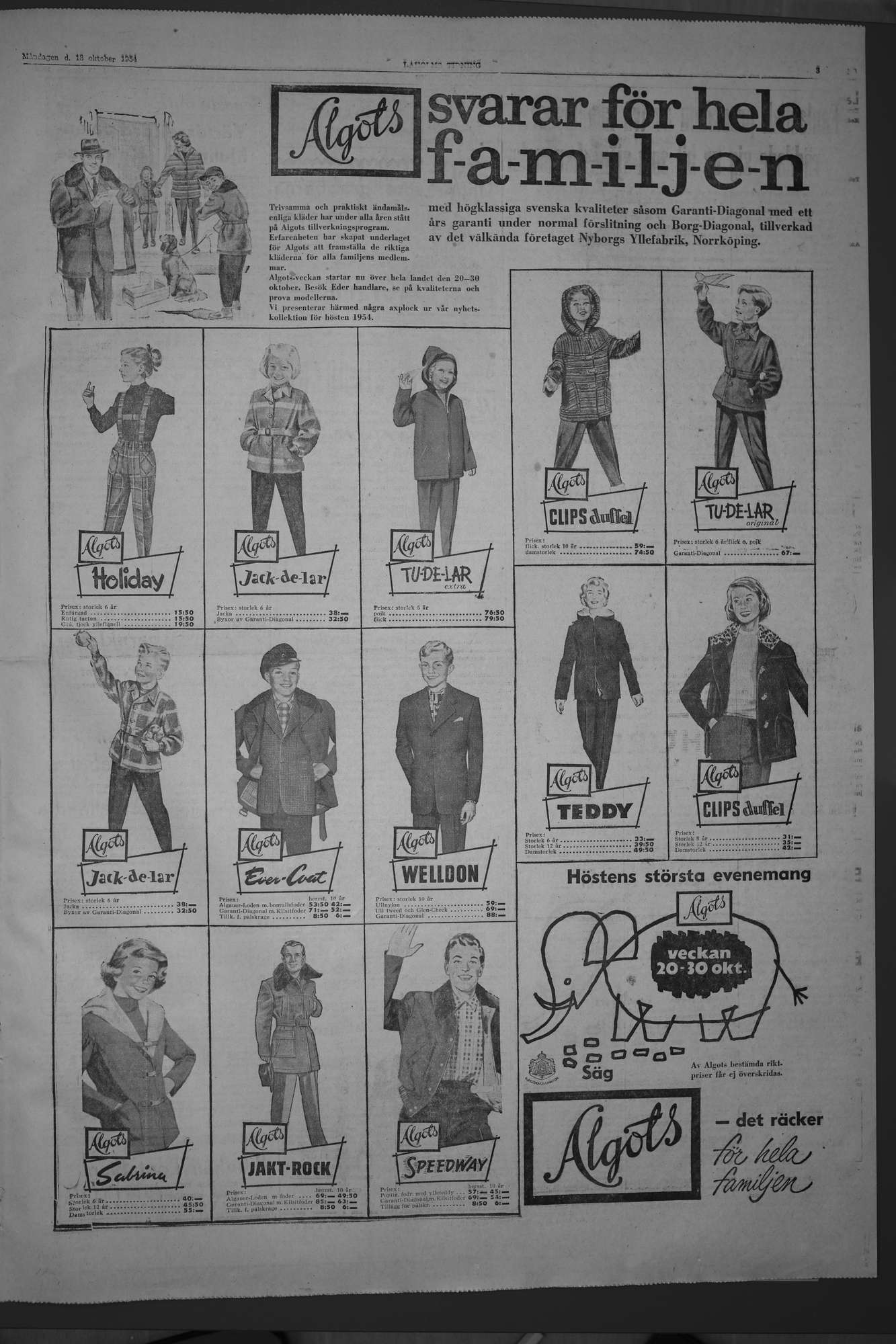 Laholms Tidning Måndag 18 oktober 1954, sida 3