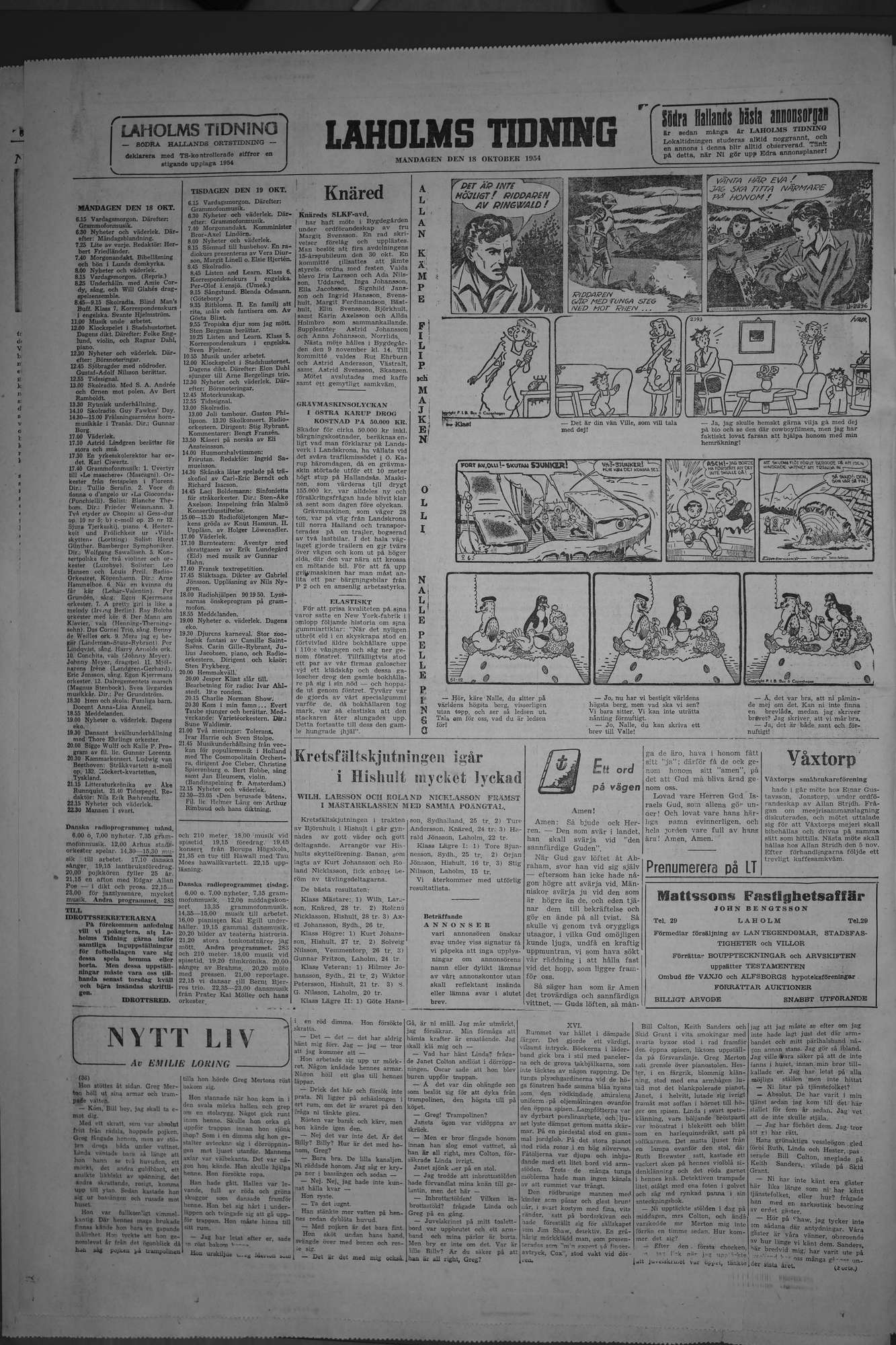 Laholms Tidning Måndag 18 oktober 1954, sida 8