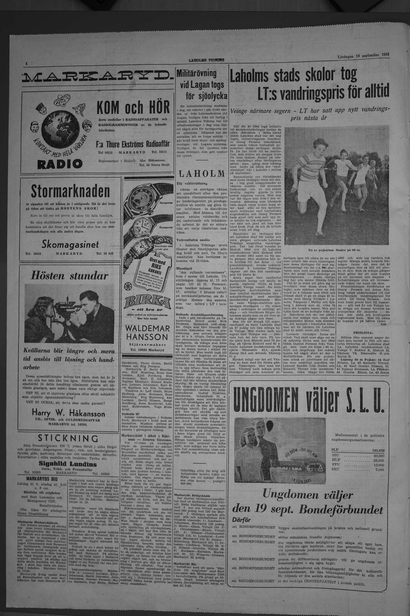 Laholms Tidning Lördag 18 september 1954, sida 4