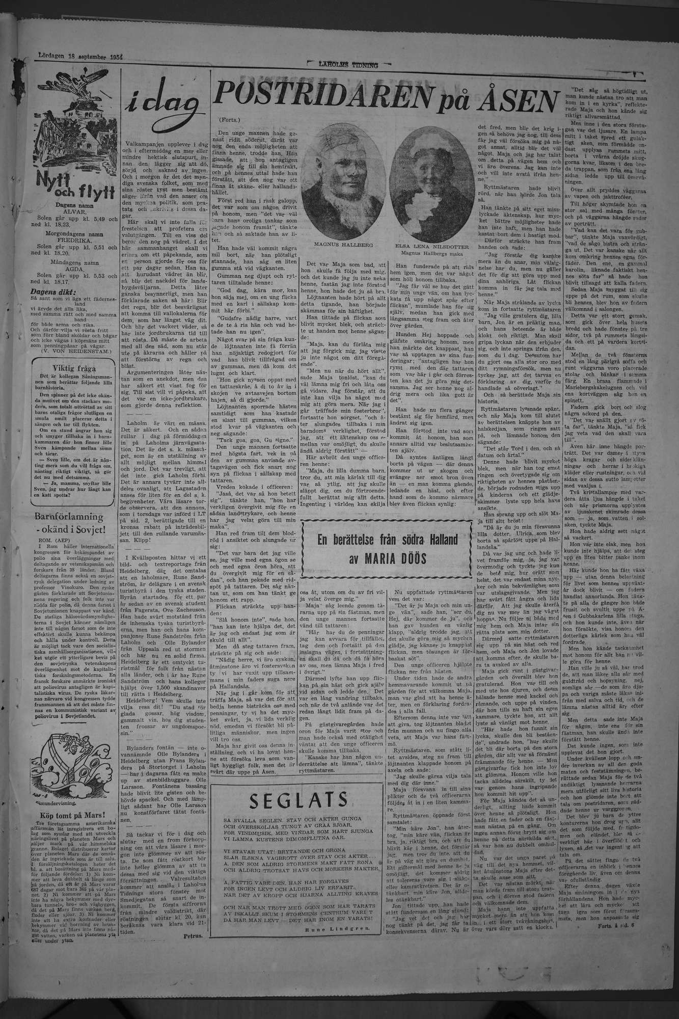Laholms Tidning Lördag 18 september 1954, sida 7
