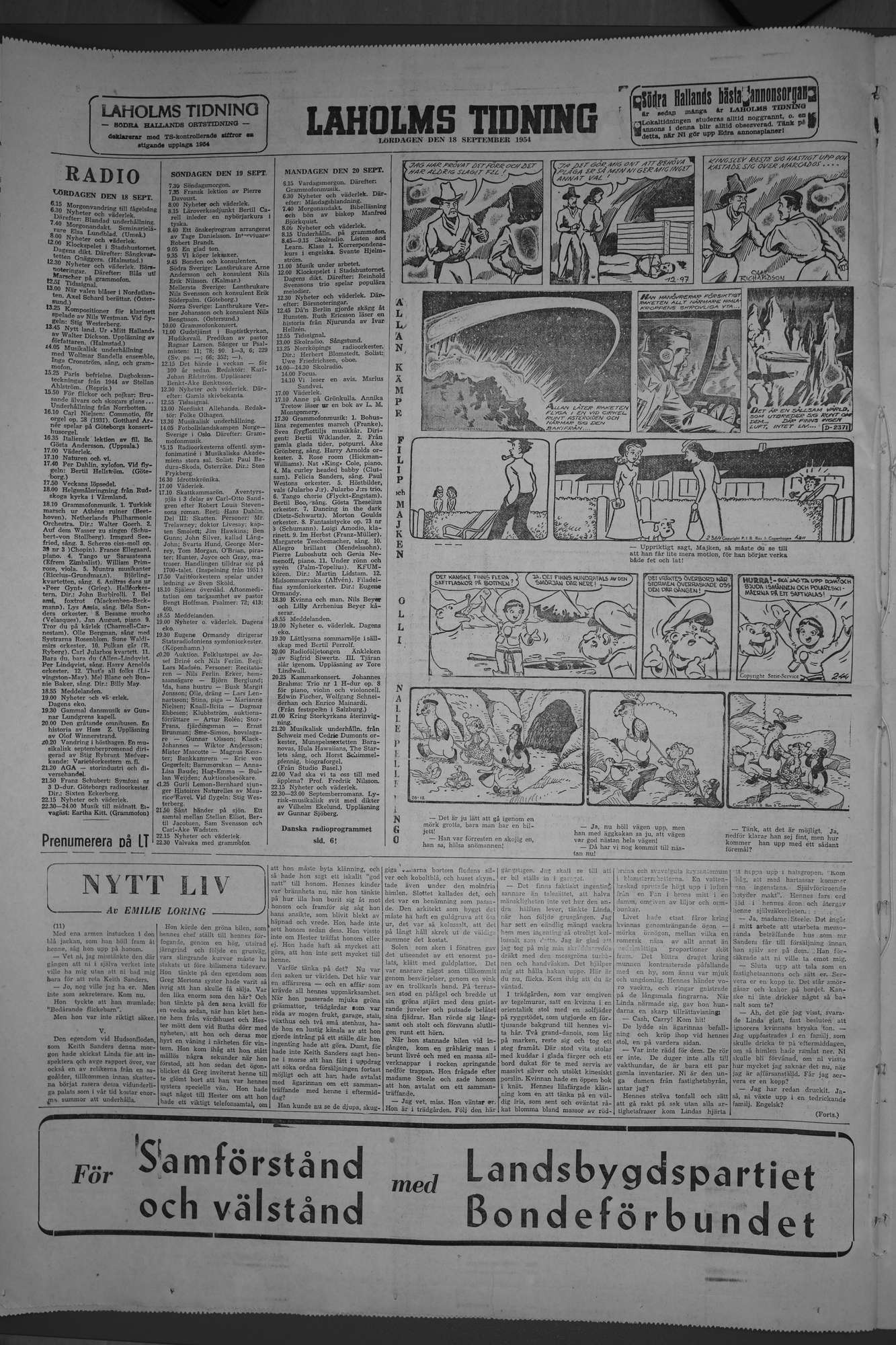 Laholms Tidning Lördag 18 september 1954, sida 8