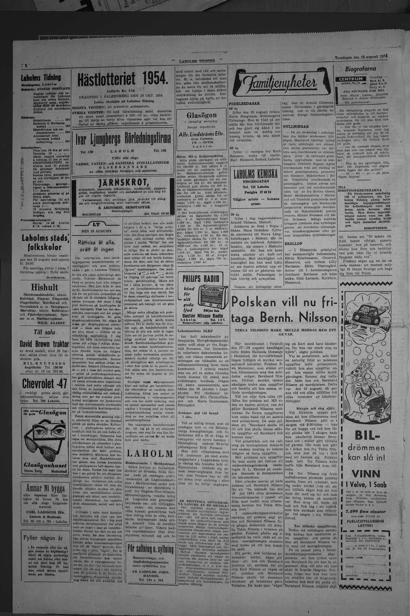 Laholms Tidning Torsdag 19 augusti 1954, sida 2