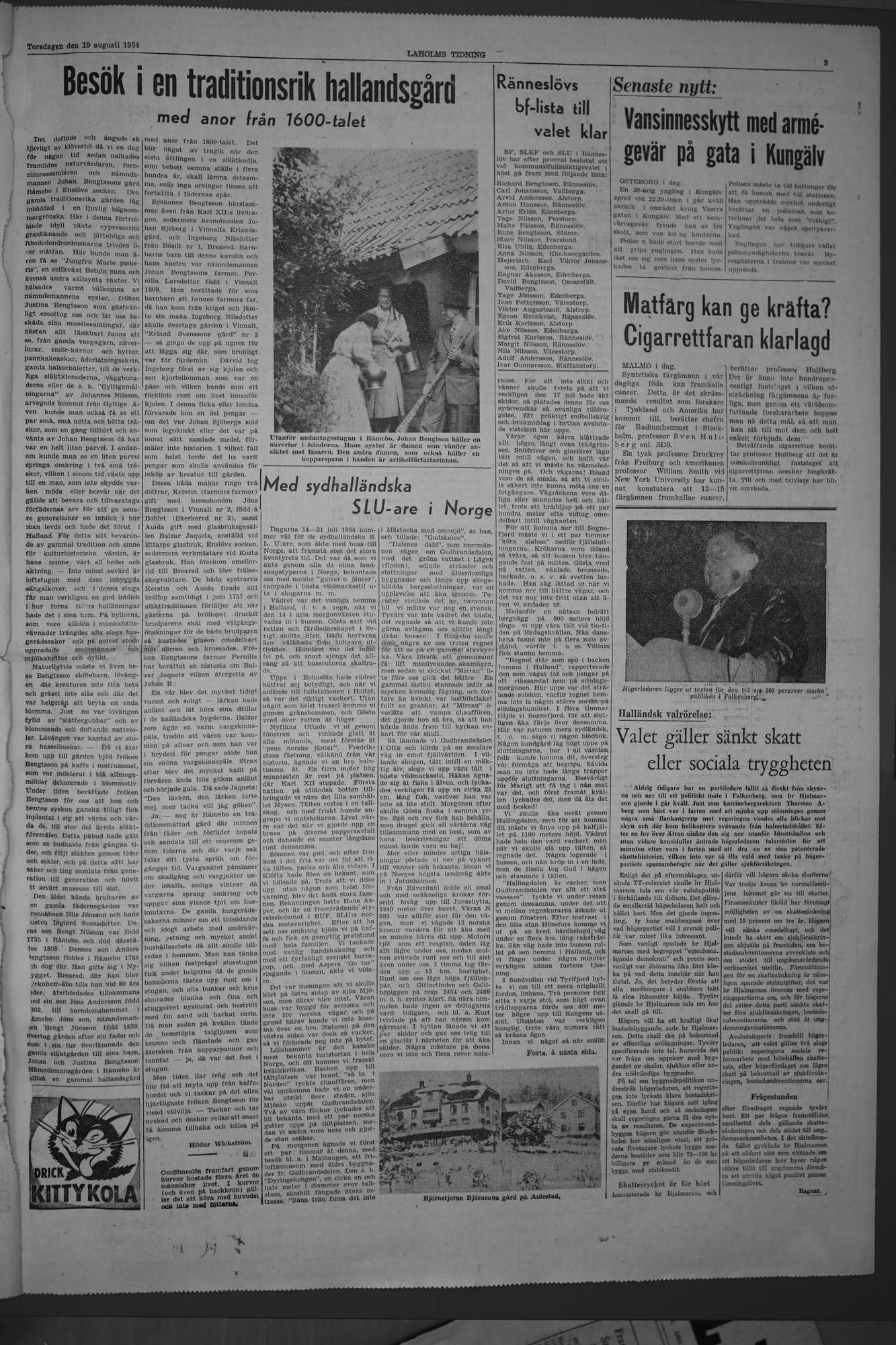 Laholms Tidning Torsdag 19 augusti 1954, sida 3