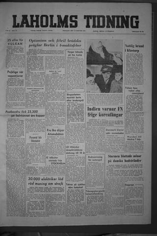 Förstasidan, Tisdag 19 januari 1954
