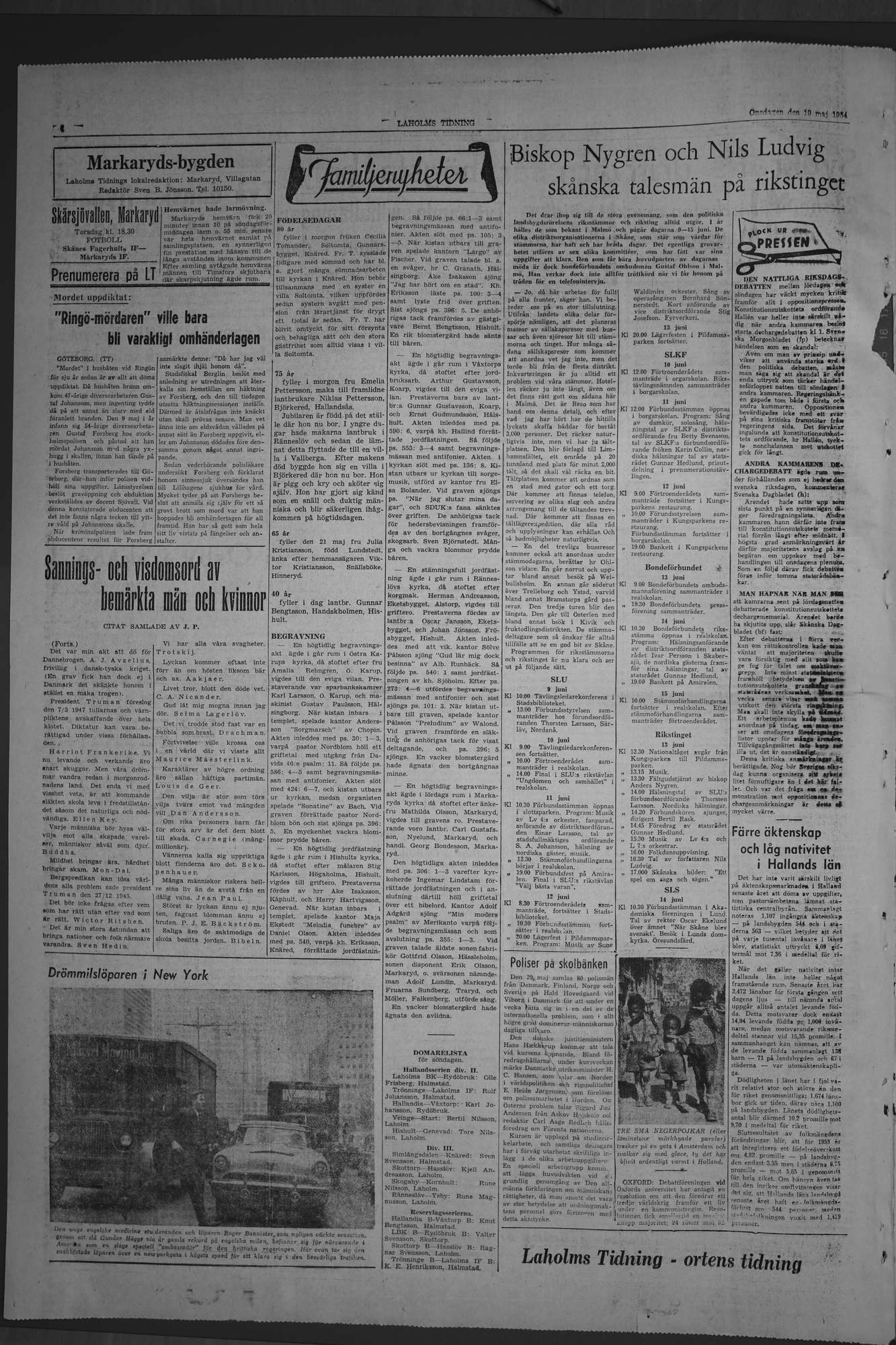 Laholms Tidning Onsdag 19 maj 1954, sida 4