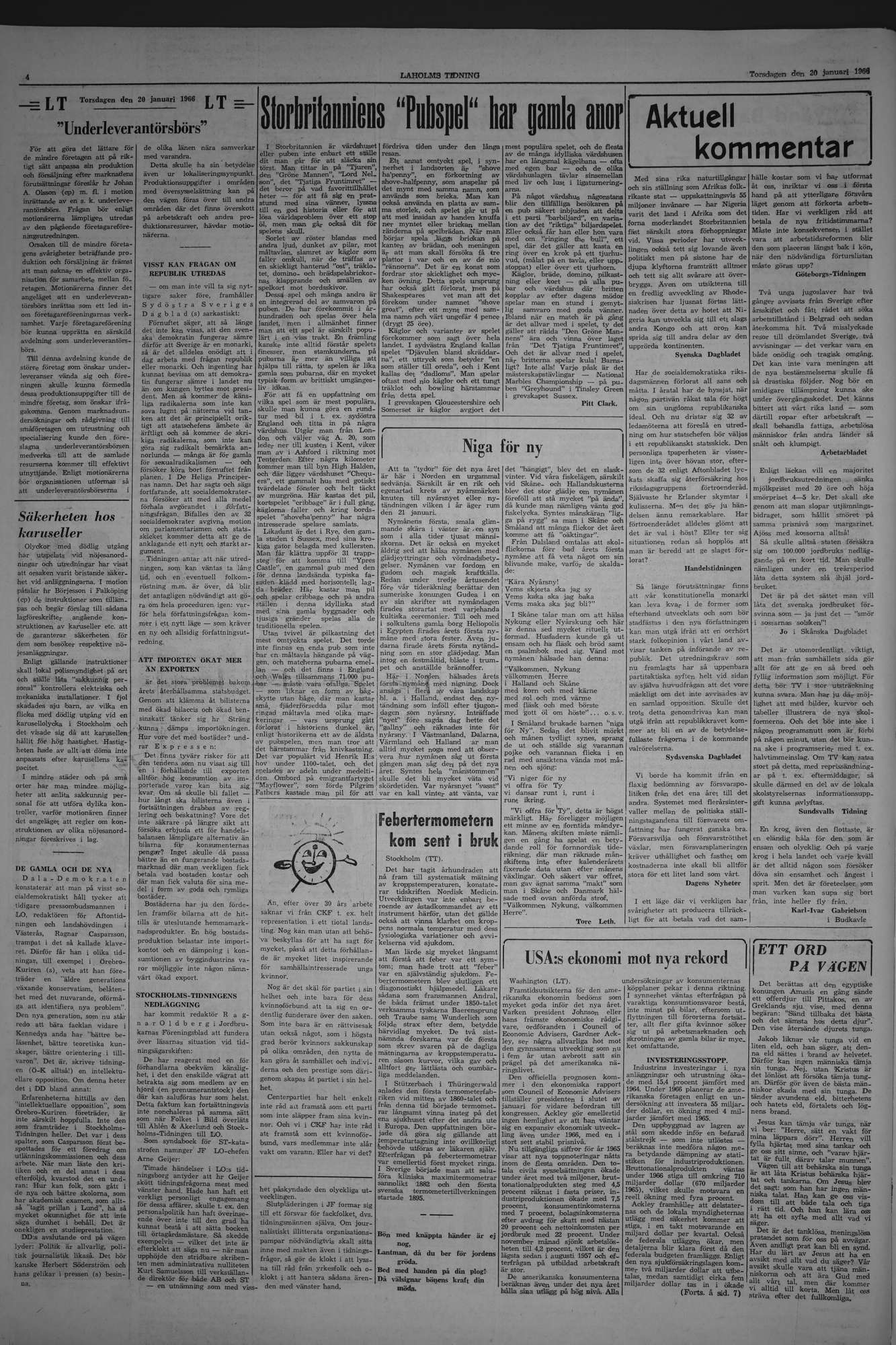 Laholms Tidning Torsdag 20 januari 1966, sida 4