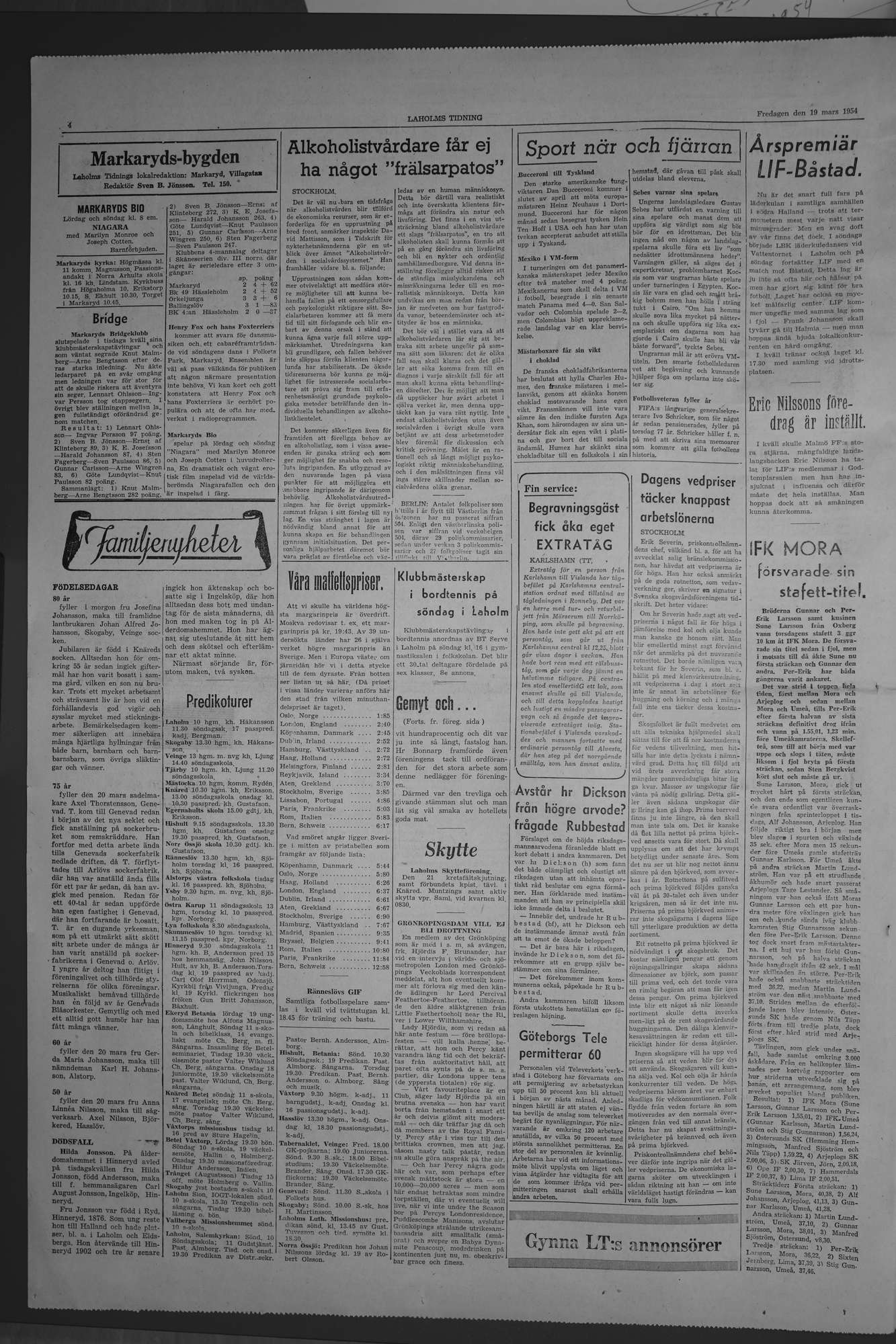 Laholms Tidning Fredag 19 mars 1954, sida 4