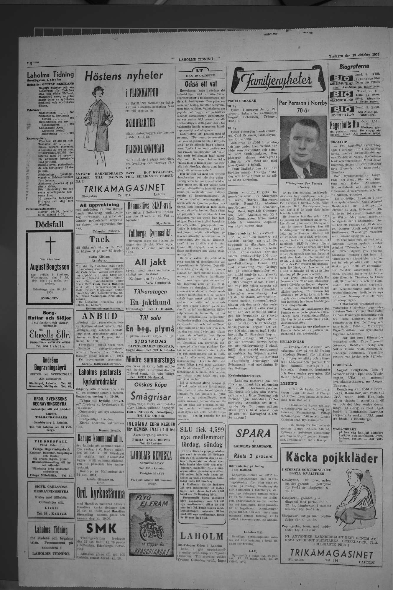Laholms Tidning Tisdag 19 oktober 1954, sida 2