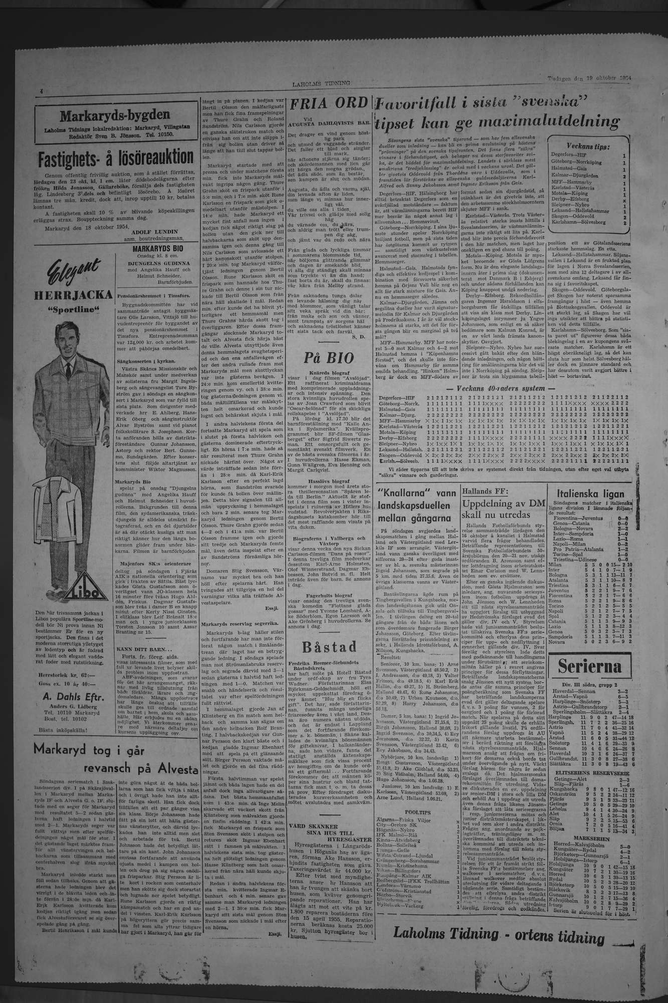 Laholms Tidning Tisdag 19 oktober 1954, sida 4