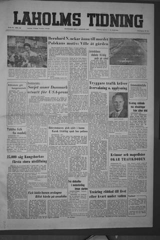 Förstasidan, Måndag 2 augusti 1954