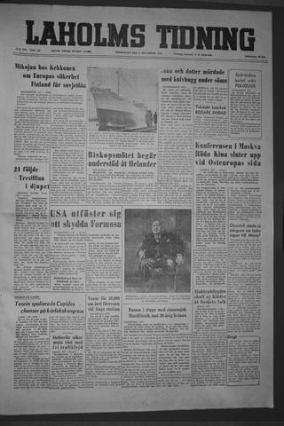 Förstasidan, Torsdag 2 december 1954