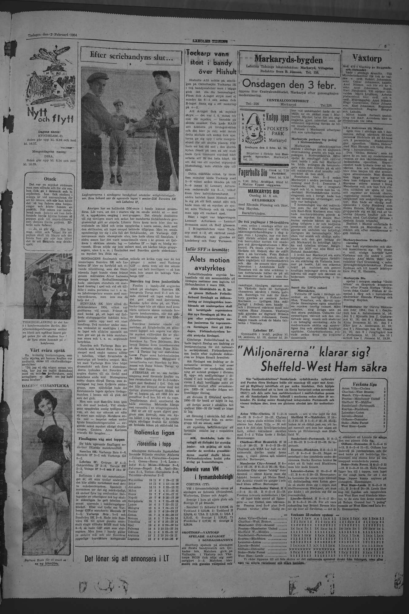 Laholms Tidning Tisdag 2 februari 1954, sida 5